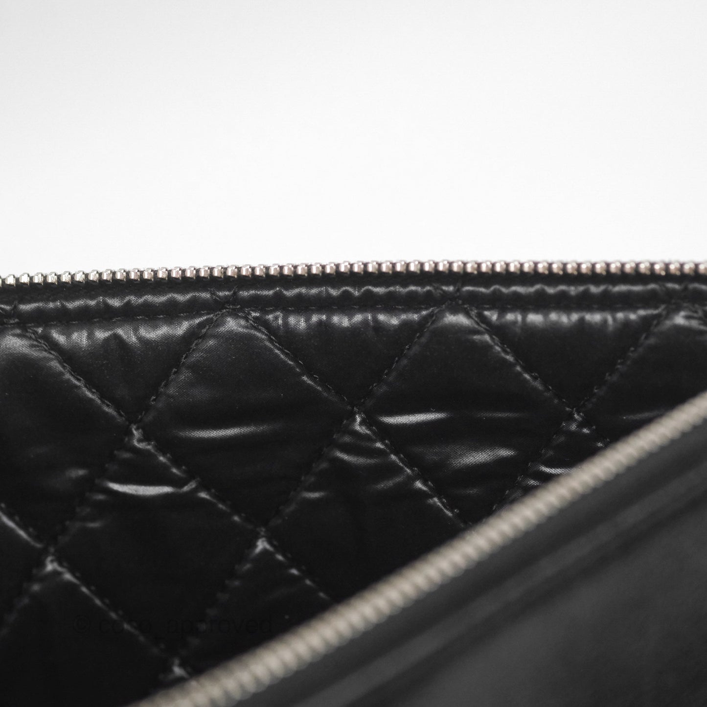 Chanel Mademoiselle Quilted Large O Case Clutch Black Lambskin