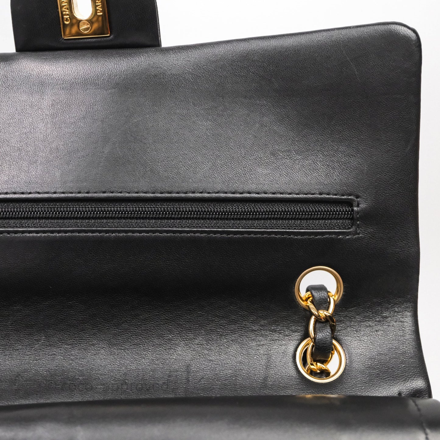 Chanel Classic M/L Medium Flap Quilted Black Lambskin Gold Hardware
