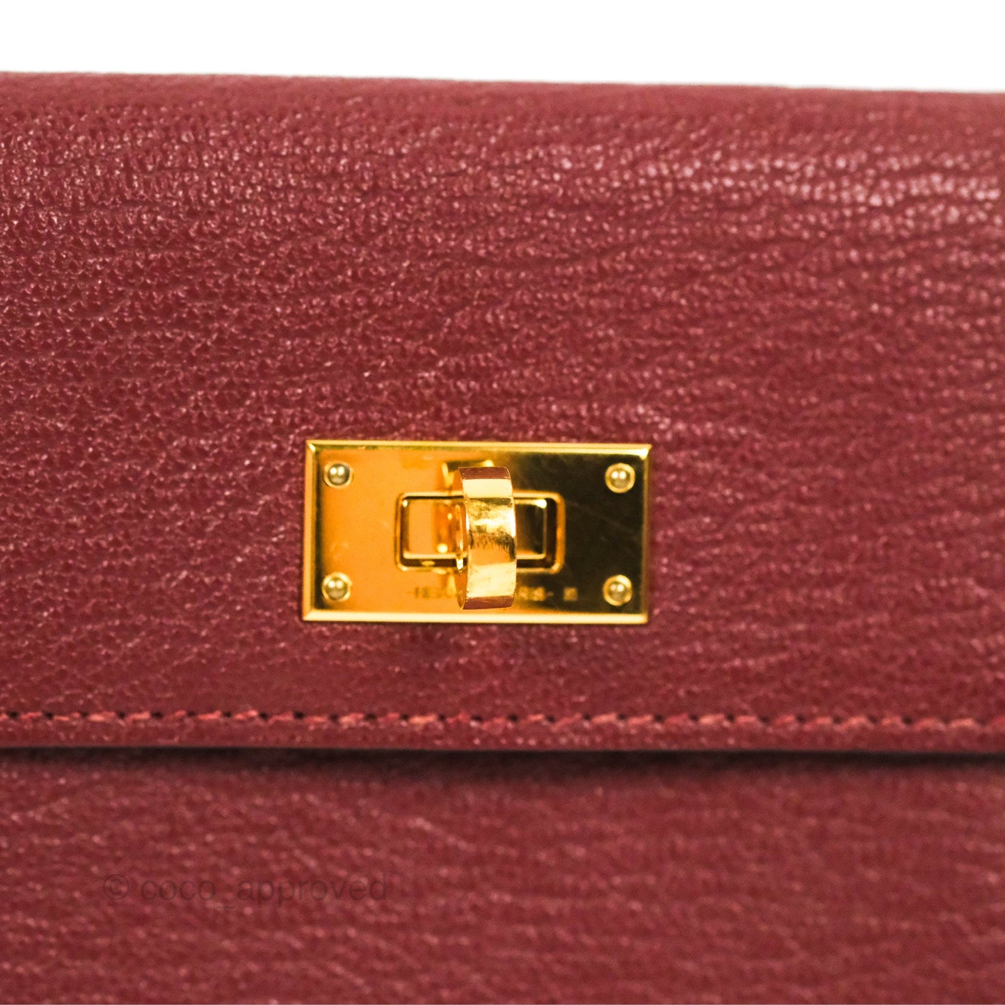 Hermès Kelly Pocket Compact Wallet Chevre Mysore Dark Red Gold Hardware