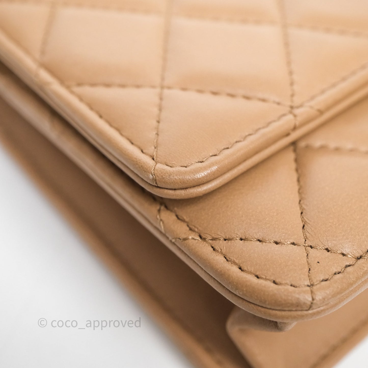 Chanel All Slide Wallet on Chain WOC Adjustable Chain Quilted Beige Lambskin