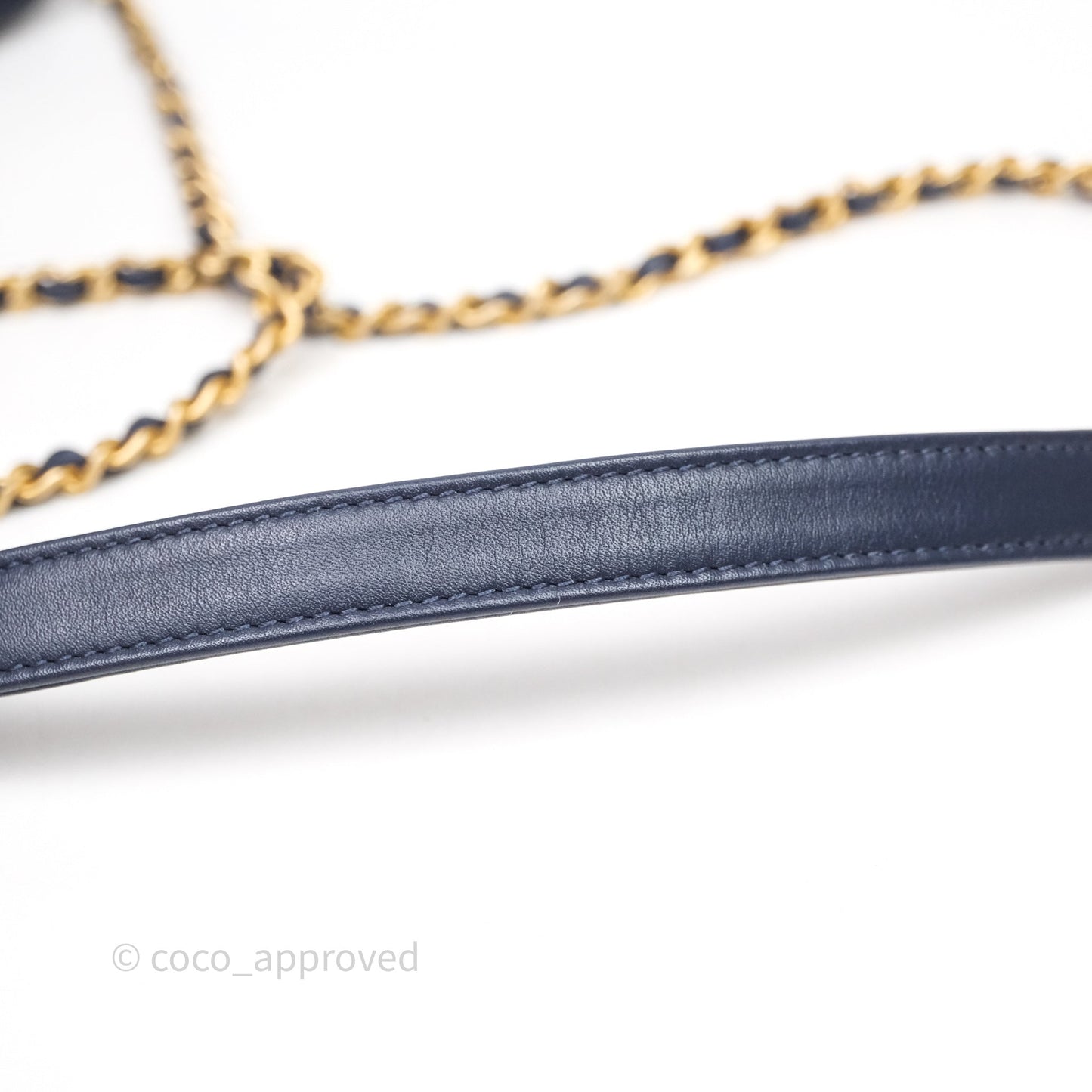 Chanel Quilted Small CC Filigree Vanity Case Navy Caviar Gold Hardware