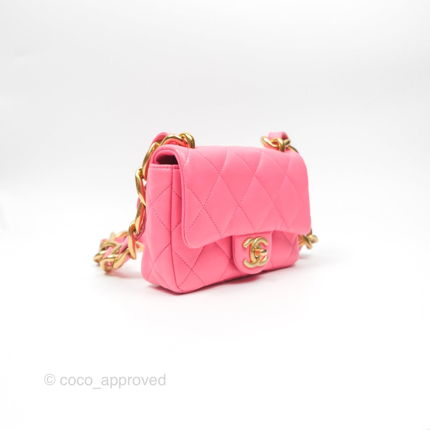 Chanel Quilted Mini CC Funky Town Flap Pink Lambskin Aged Gold Hardware
