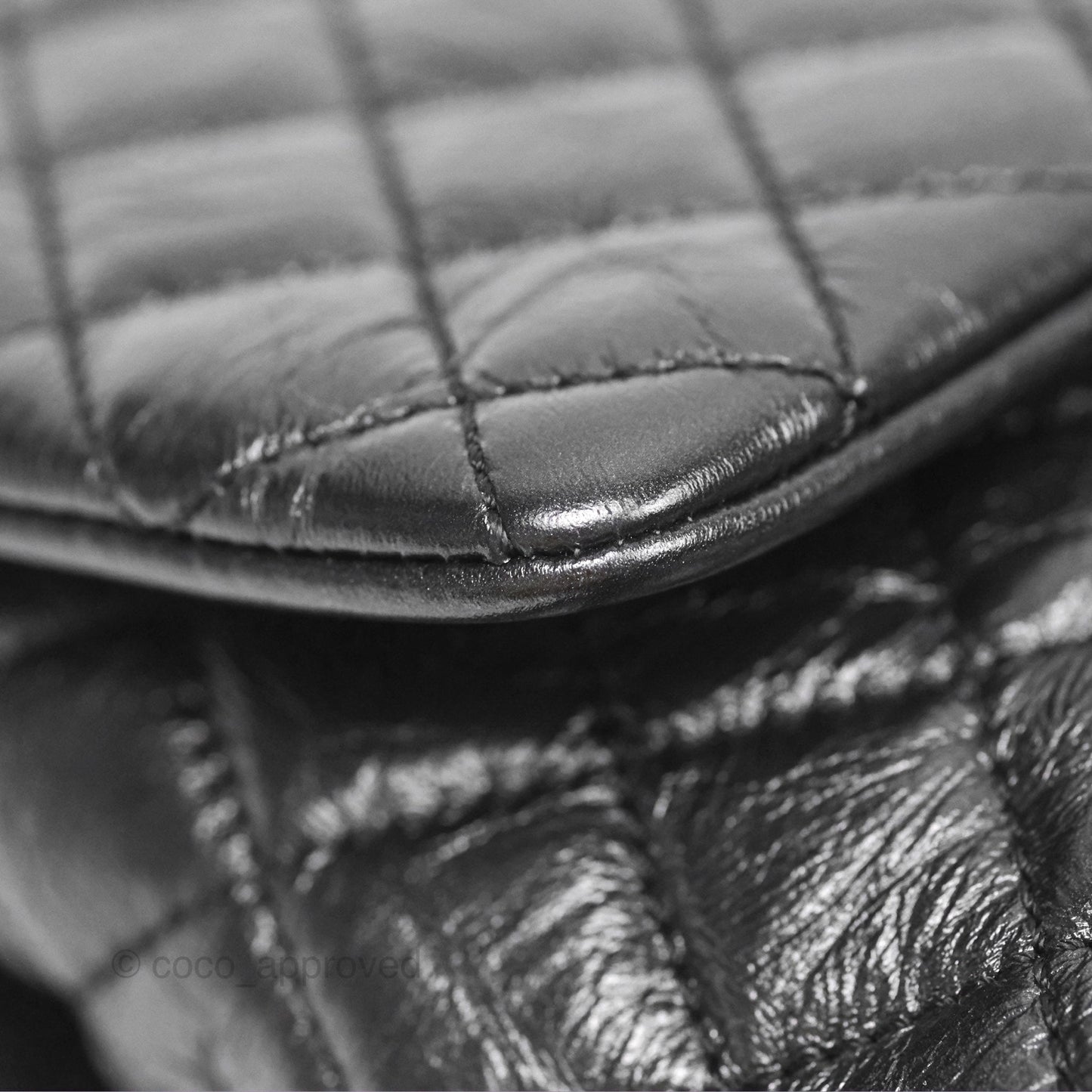 Chanel Medium Coco Handle Quilted Aged Calfskin Iridescent Dark Grey So Black Hardware