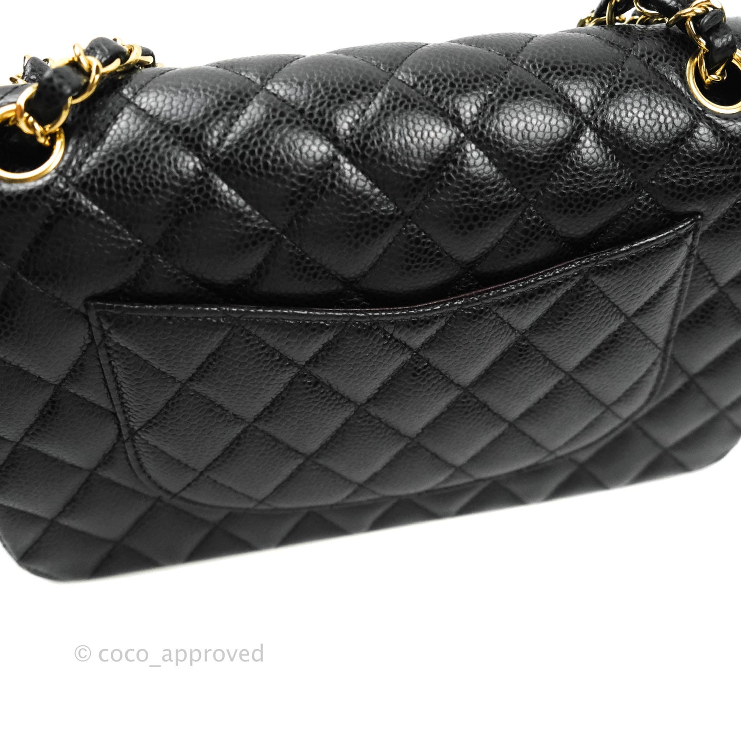 Chanel Quilted M/L Medium Double Flap Black Caviar Gold Hardware