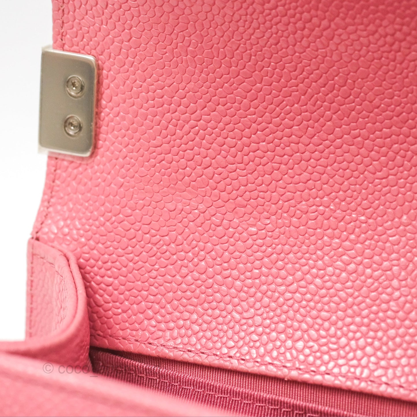 Chanel Small Boy Chevron Pink Caviar Silver Hardware