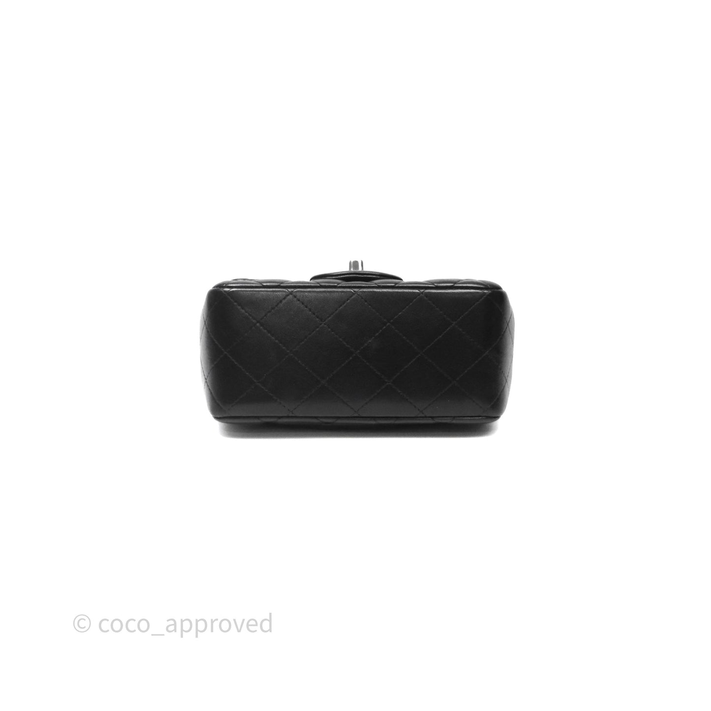 Chanel Mini Square Quilted Black Lambskin Silver Hardware