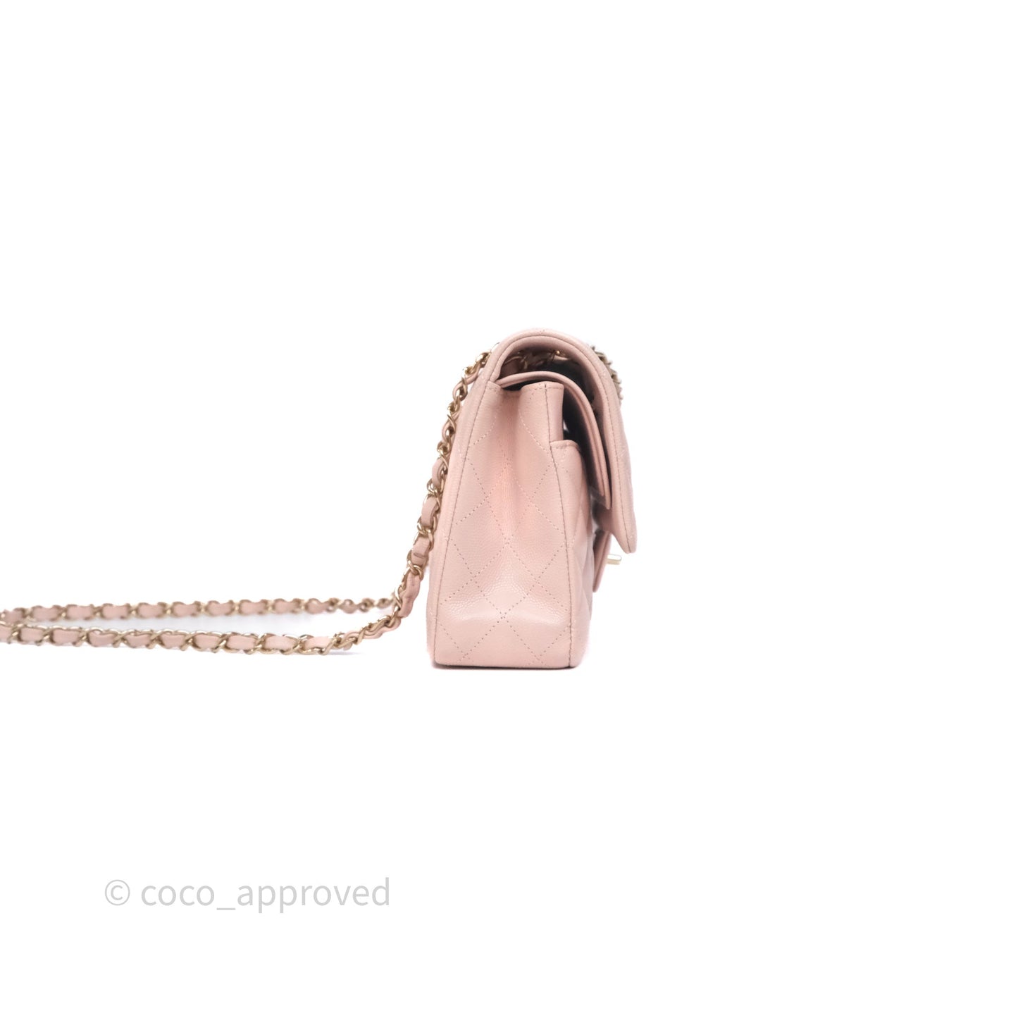 Chanel Classic M/L Medium Flap Quilted Pink Caviar Gold Hardware