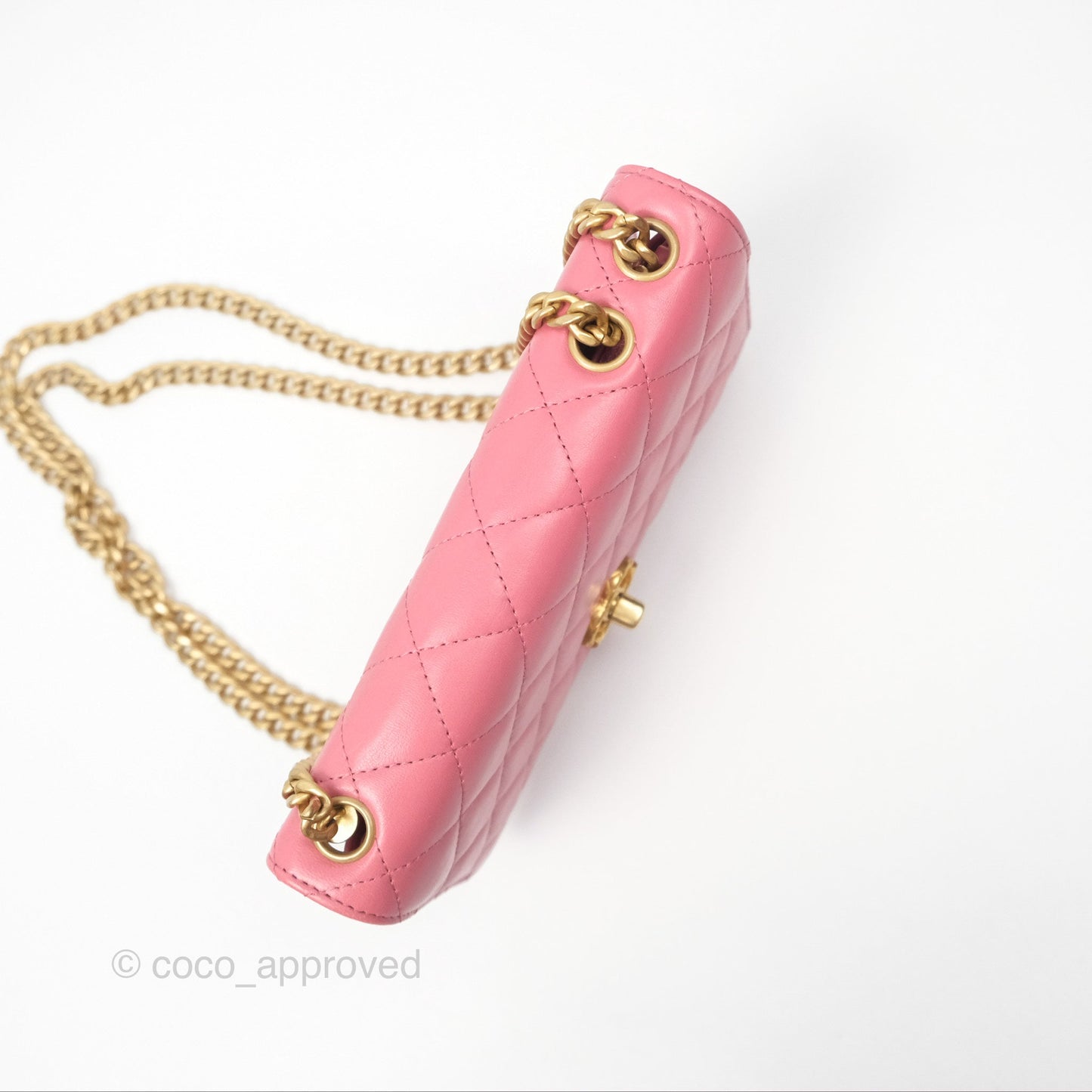 Chanel All Slide Wallet on Chain WOC Adjustable Chain Quilted Pink Lambskin