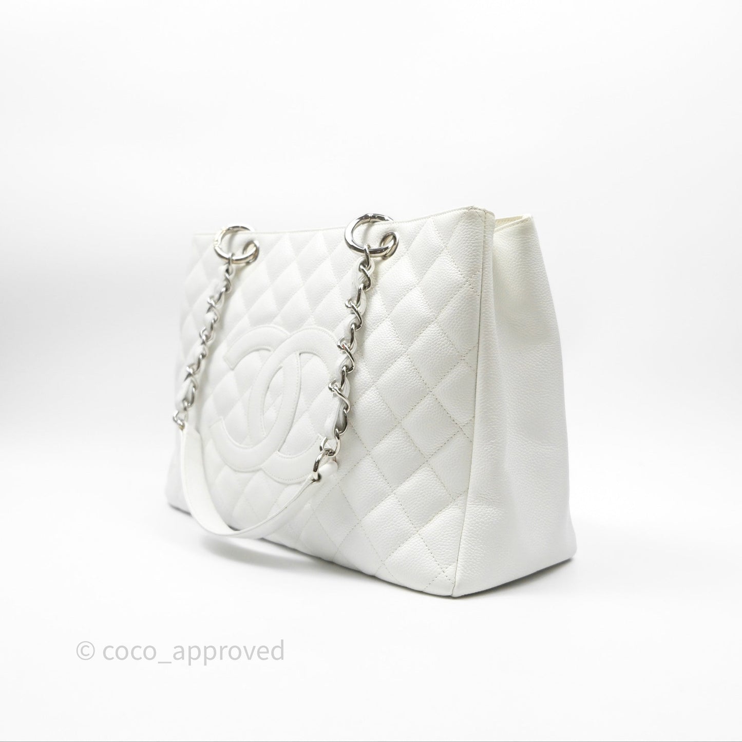 Chanel GST White Caviar Silver Hardware