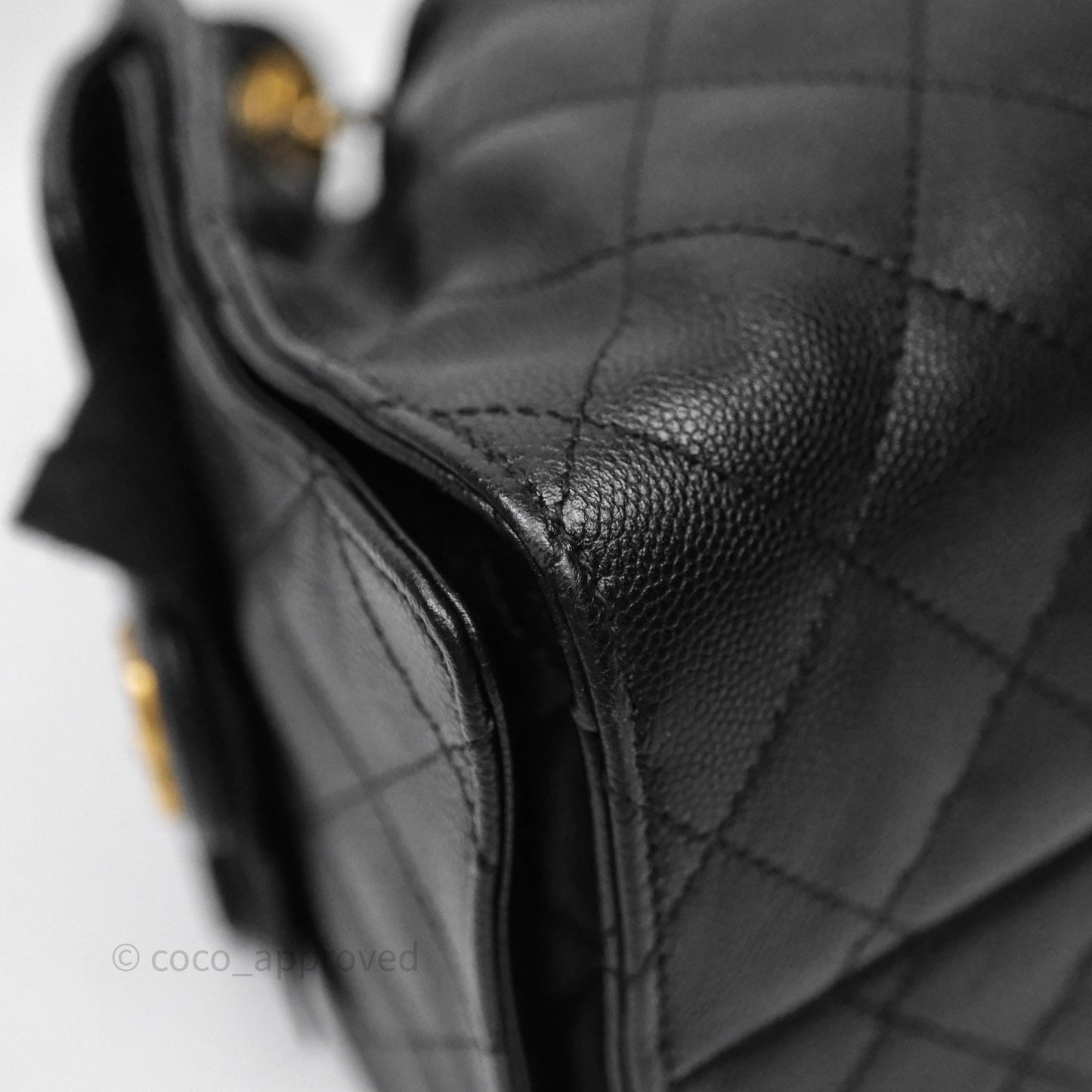 Chanel 25 Small Bag Black Caviar Aged Gold Hardware