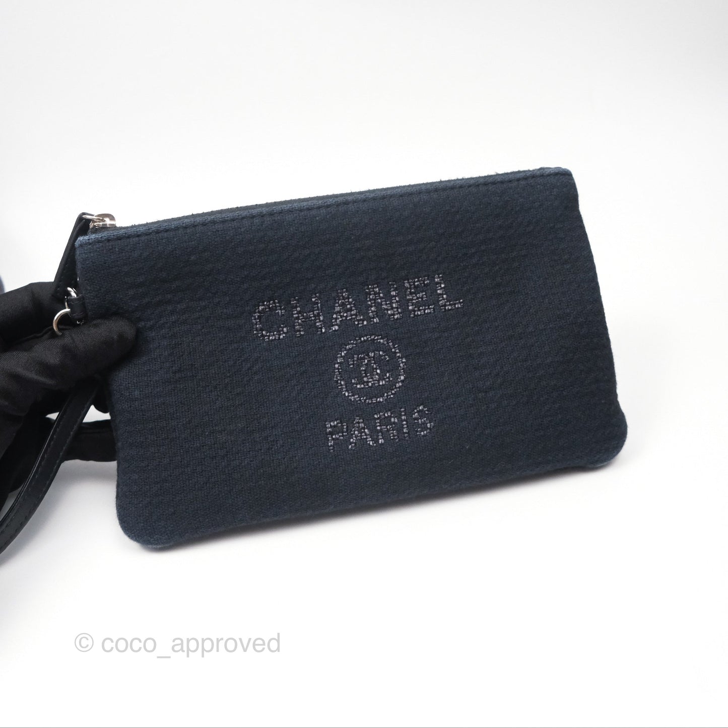 Chanel Medium Deauville Navy Canvas Silver Hardware