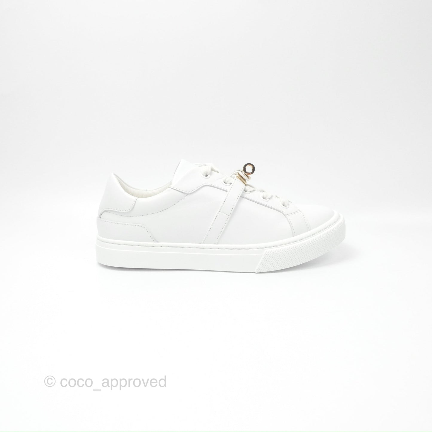 Hermès Day Sneakers White Calfskin Gold Hardware Size 35