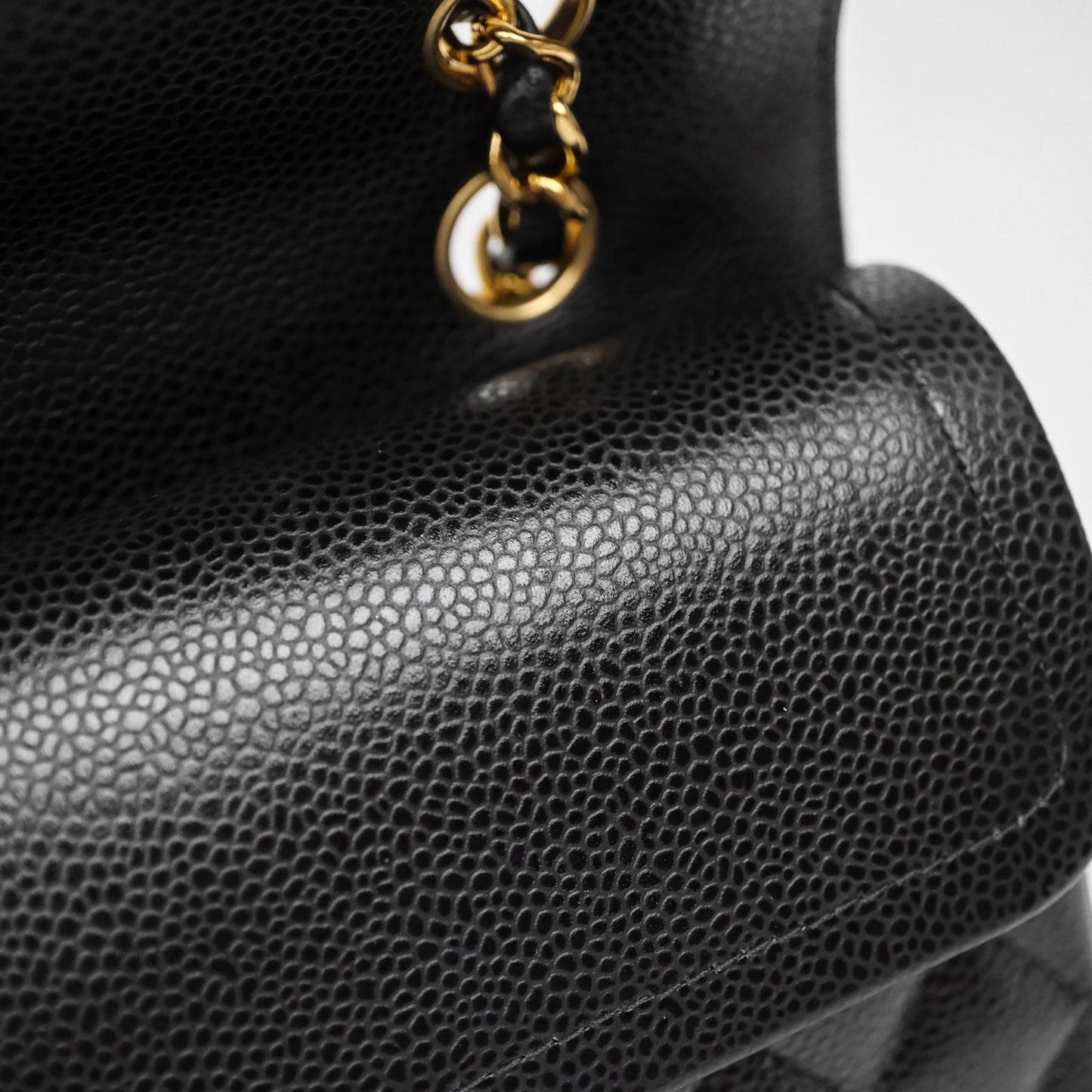 Chanel Classic M/L Medium Flap Quilted Black Caviar Gold Hardware