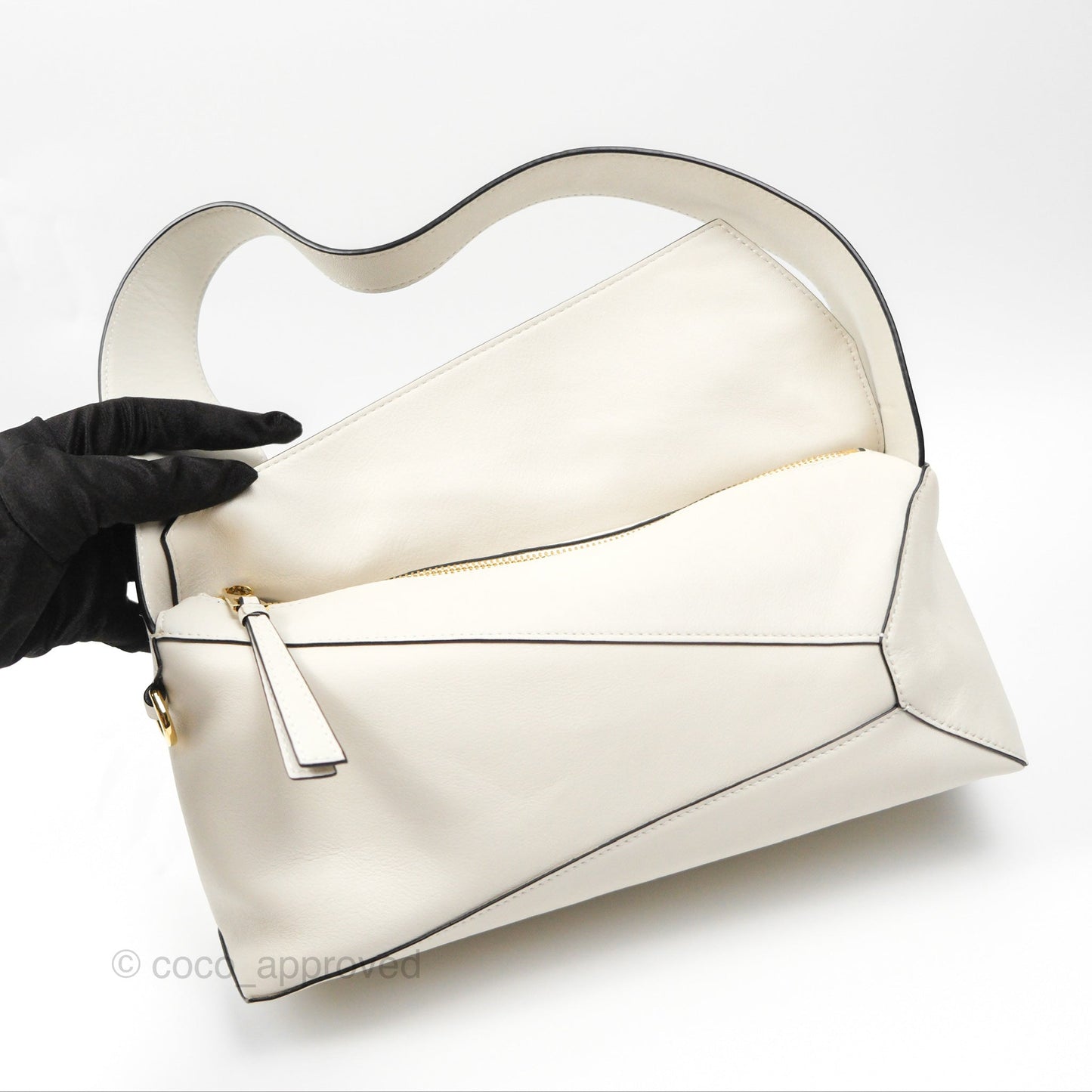 Loewe Puzzle Hobo Shoulder Bag Soft White Calfskin