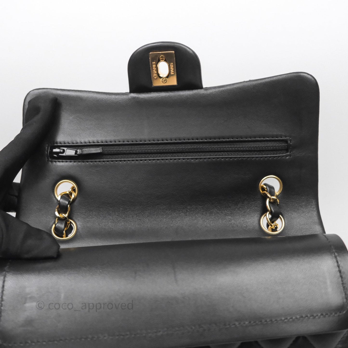 Chanel Small Classic Flap Quilted Black Lambskin Gold Hardware