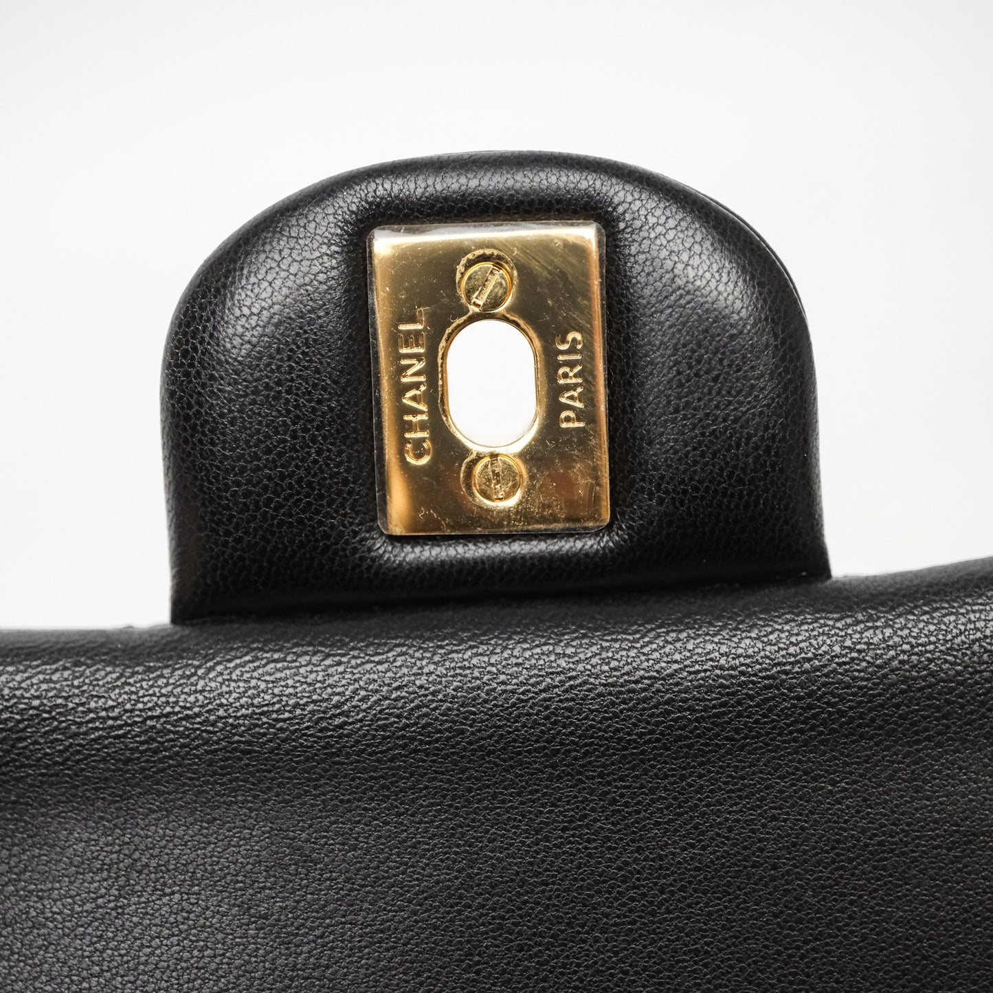 Chanel Classic M/L Medium Flap Quilted Black Lambskin Gold Hardware