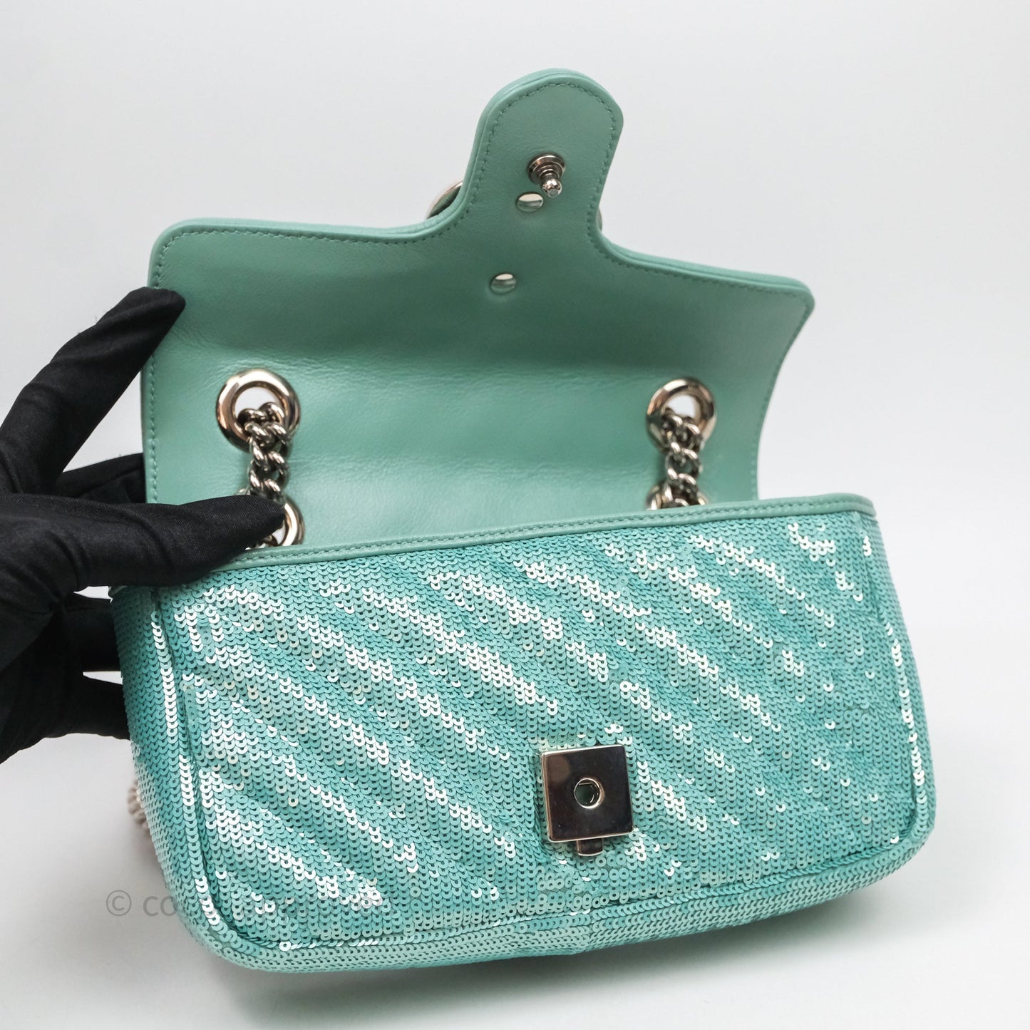 Gucci Mini Marmont Small Sequin Silver Hardware