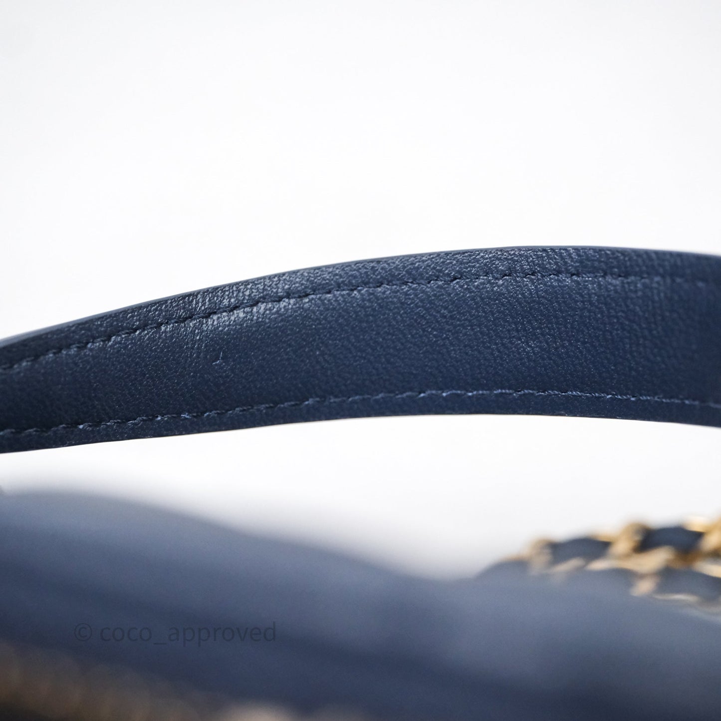 Chanel Vanity Rectangular Metal Top Handle Navy Lambskin Aged Gold Hardware