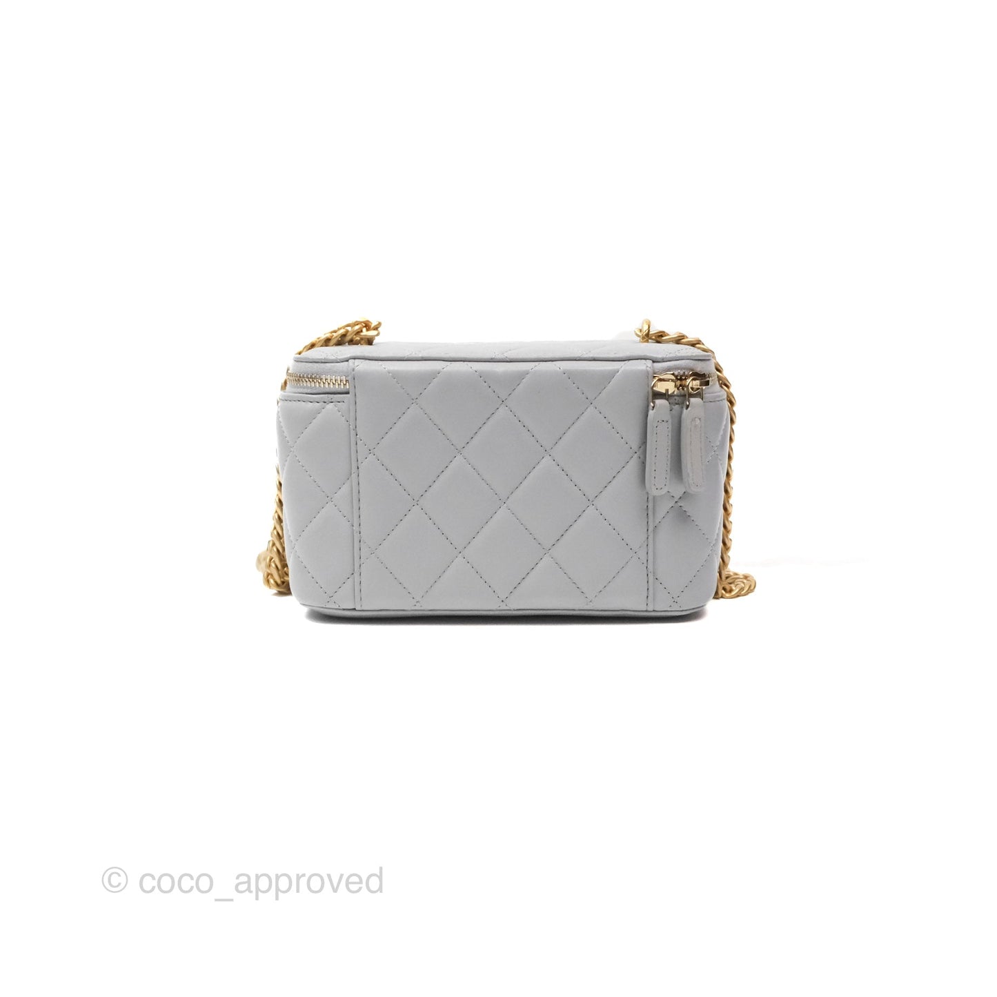 Chanel All Slide Vanity with Adjustable Chain Grey Lambskin Aged Gold Hardware