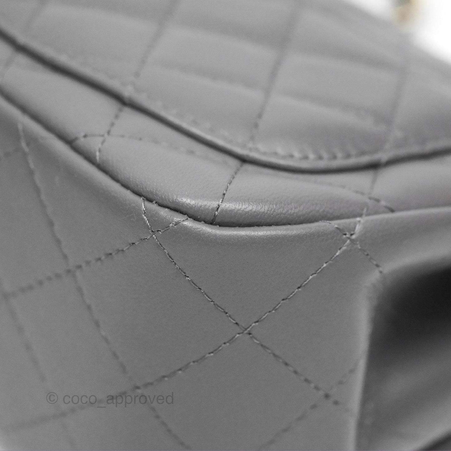 Chanel Mini Square Quilted Grey Lambskin Gold Hardware