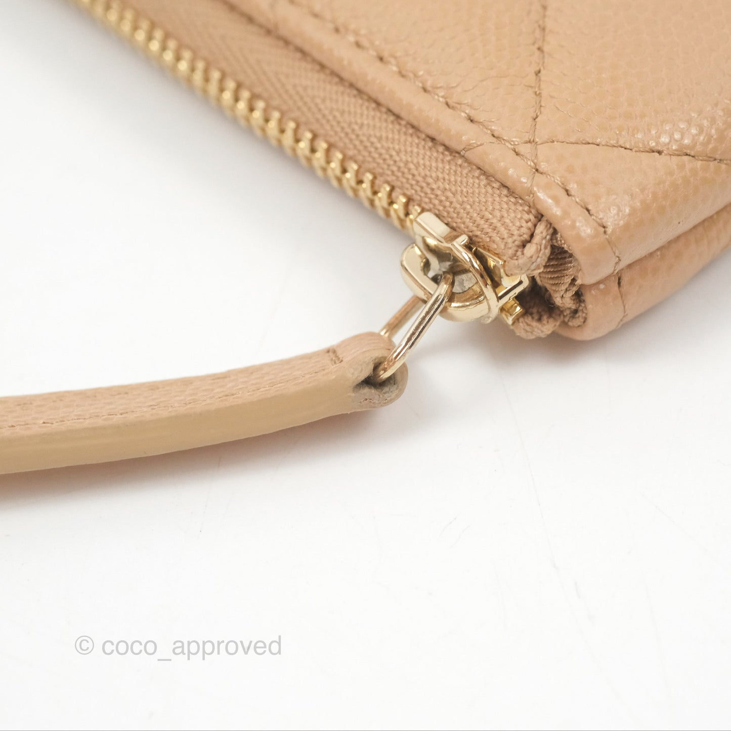 Chanel Quilted Mini O Case Beige Caviar Gold Hardware