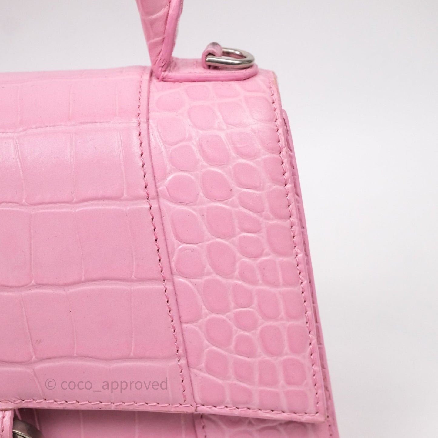 Balenciaga Small Hourglass Embossed Bag Pink
