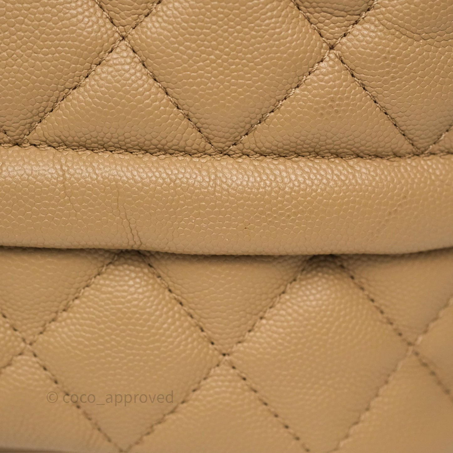Chanel Rolled Up Bucket Drawstring Bag Beige Caviar Gold Hardware