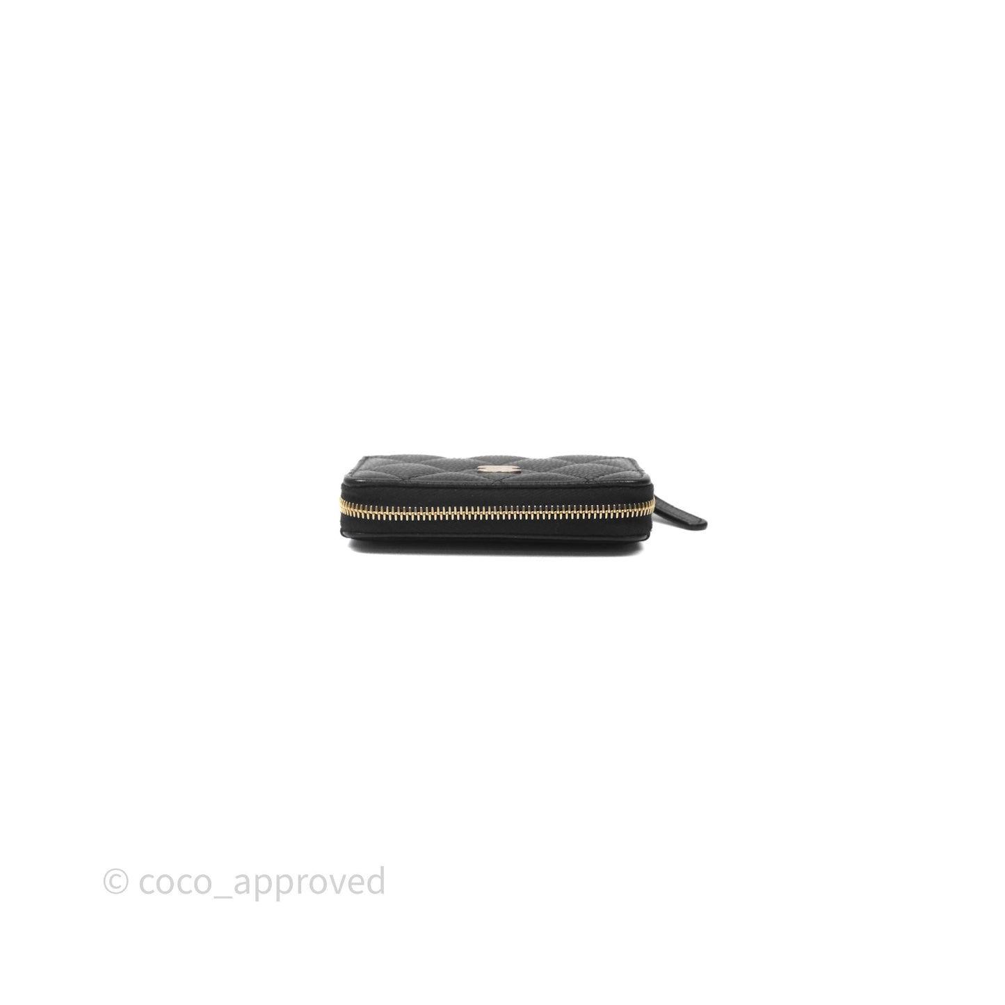 Chanel Quilted Zip Card Holder Black Caviar Gold Hardware
