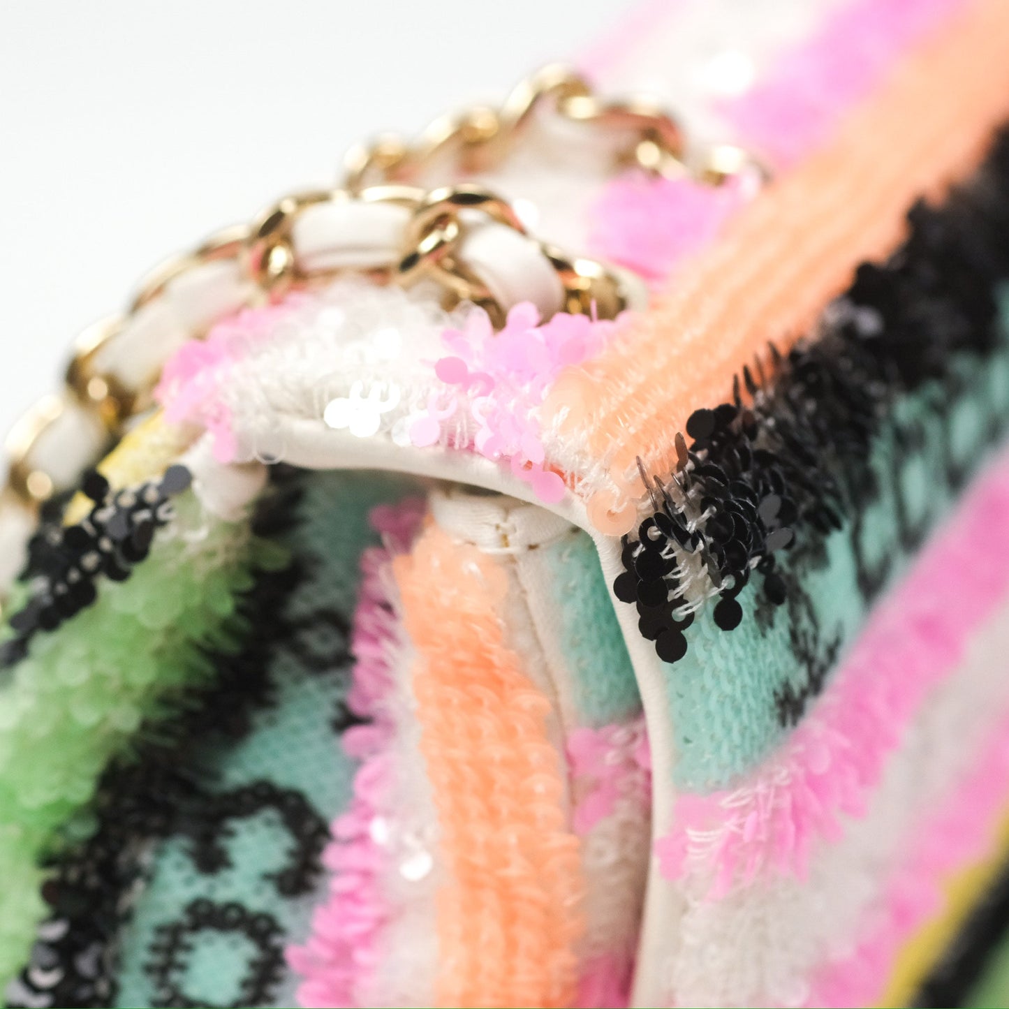Chanel Mini Sequins Logo Flap Bag Multicolour Gold Hardware 22S