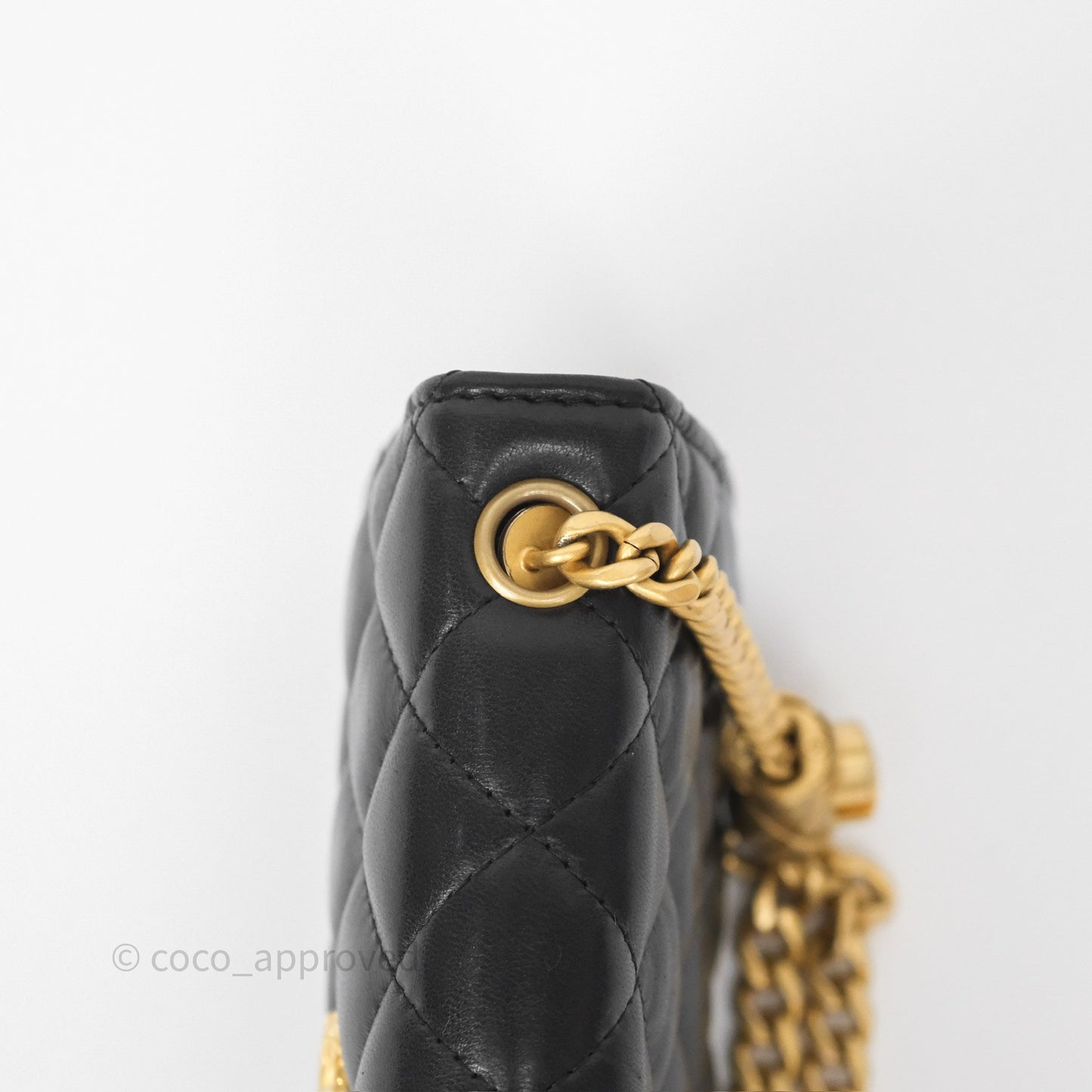 Chanel All Slide Adjustable Chain Phone Holder WOC Black Lambskin