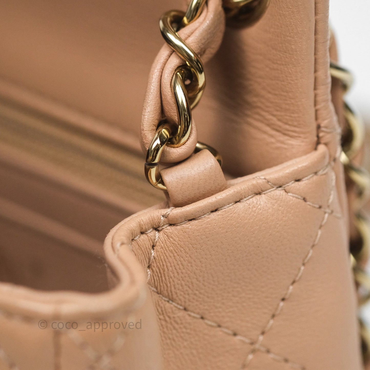 Chanel Mini Square Flap Quilted Beige Lambskin Gold Hardware