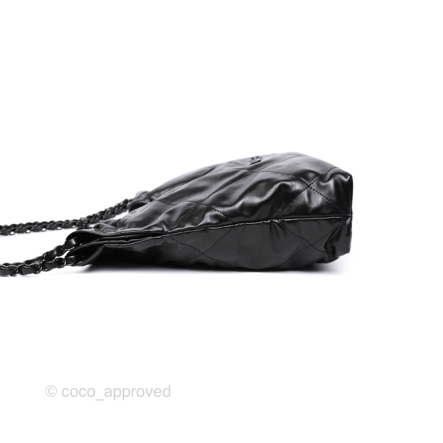 Chanel 22 Small Quilted So Black Shiny Crumpled Calfskin