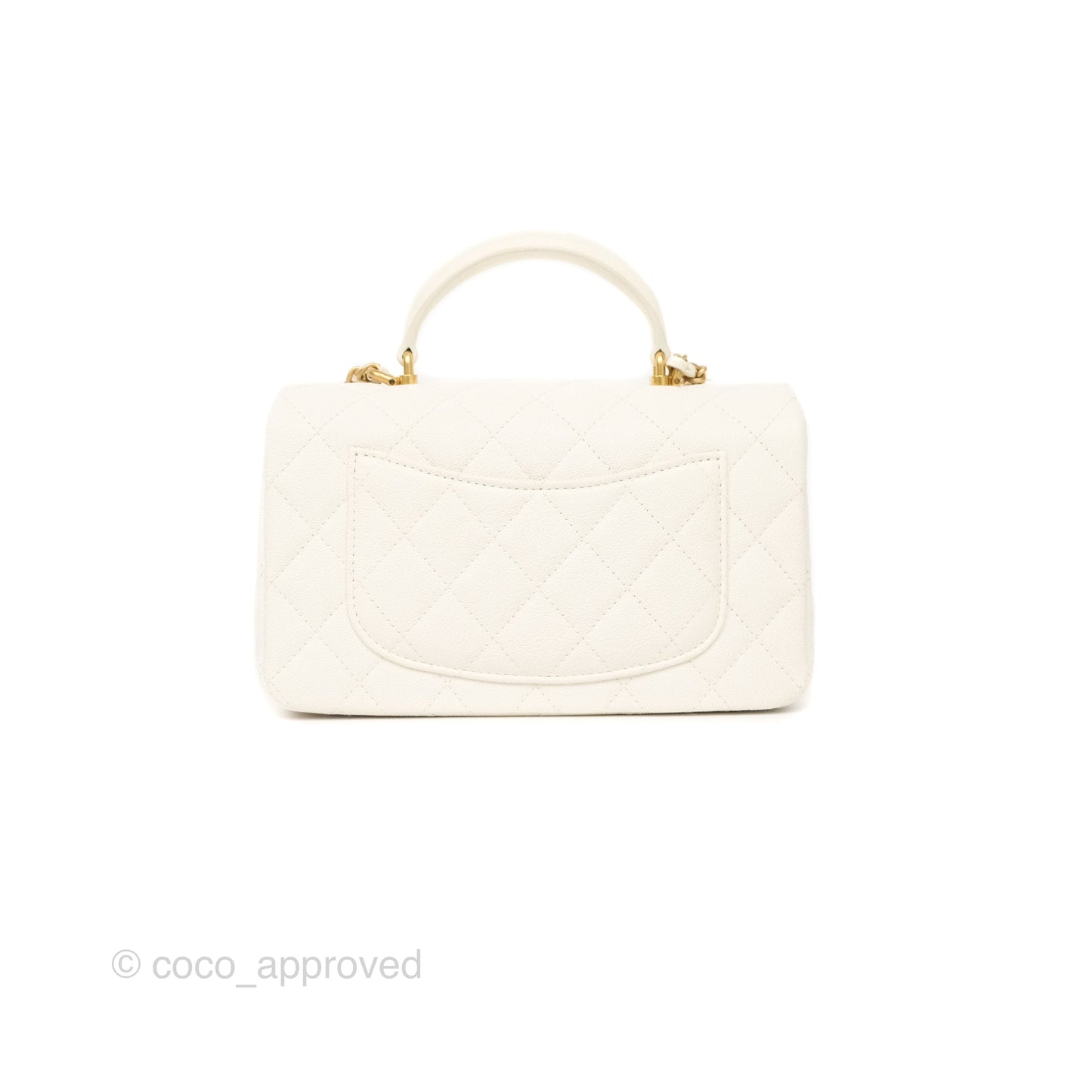 Chanel Top Handle Mini Rectangular Flap Bag Ivory Caviar Gold Hardware