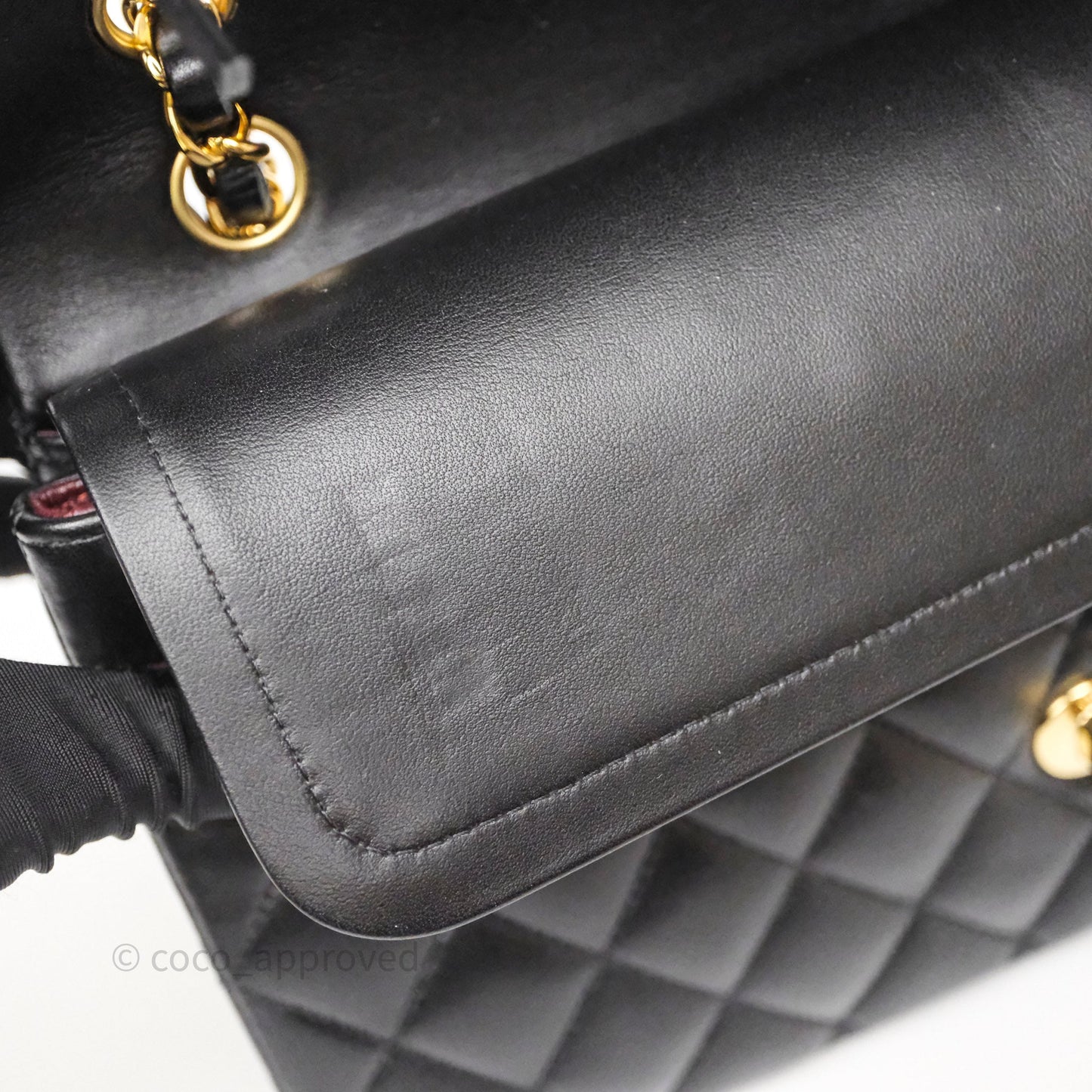 Chanel Classic M/L Medium Flap Quilted Black Lambskin Gold Hardware