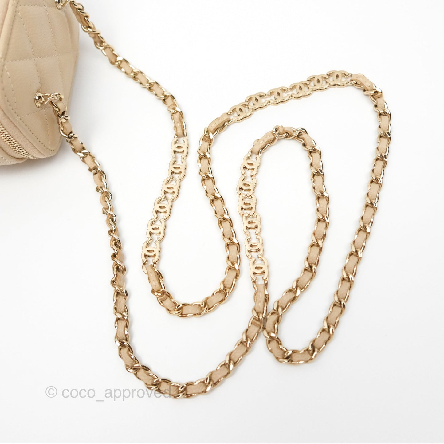 Chanel Mini Vanity With CC Chain Light Beige Caviar Gold Hardware