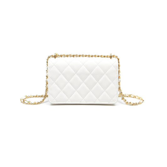 Chanel Mini WOC Bag Charm White Caviar Gold Hardware