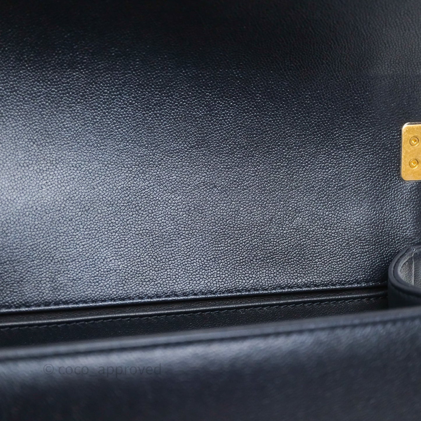 Chanel Quilted Medium Boy Dark Navy Caviar Aged Gold Hardware