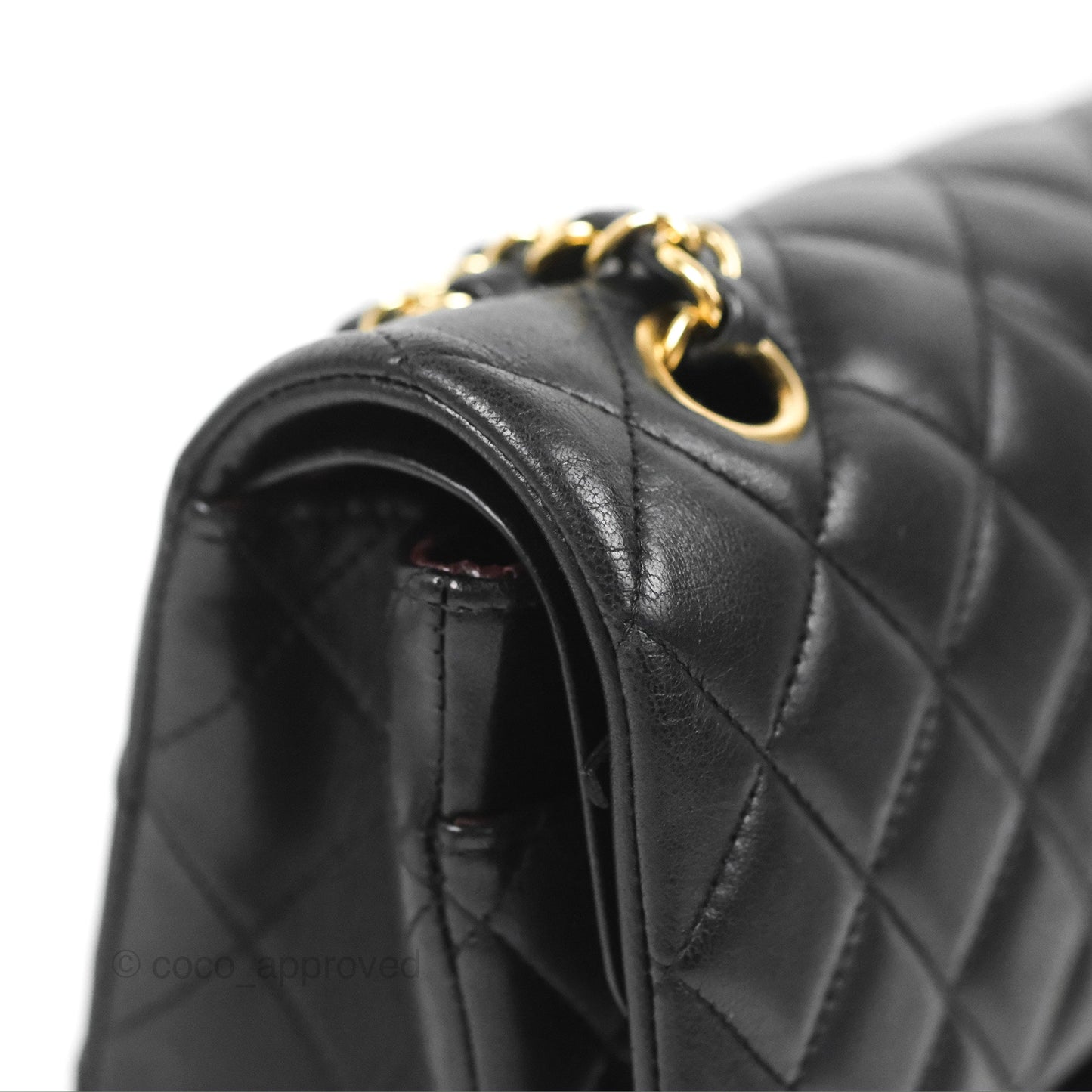Chanel Classic M/L Medium Flap Quilted Black Lambskin Gold Hardware