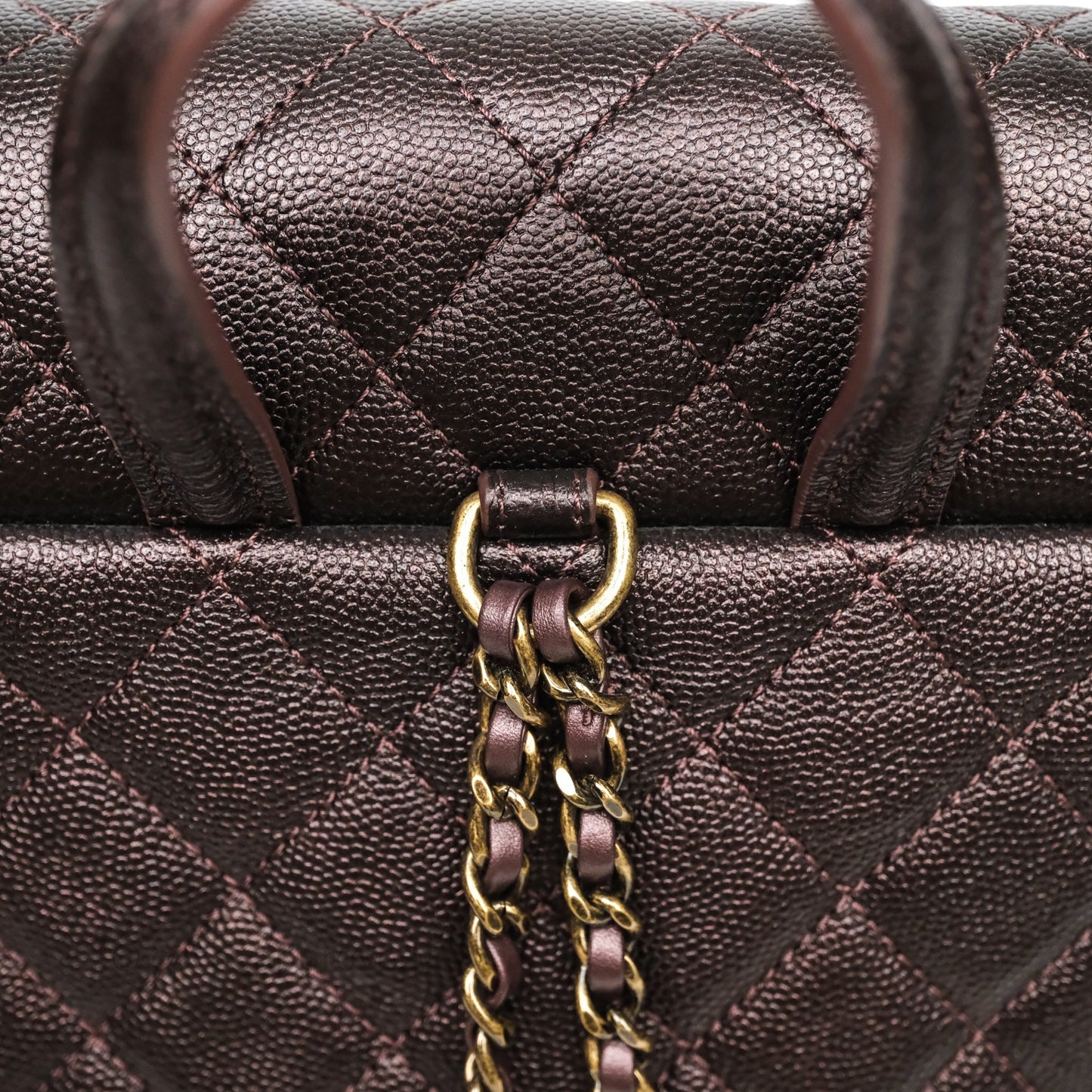 Chanel Quilted Filigree Backpack Purple Iridescent Burgundy Caviar Aged Gold Hardware