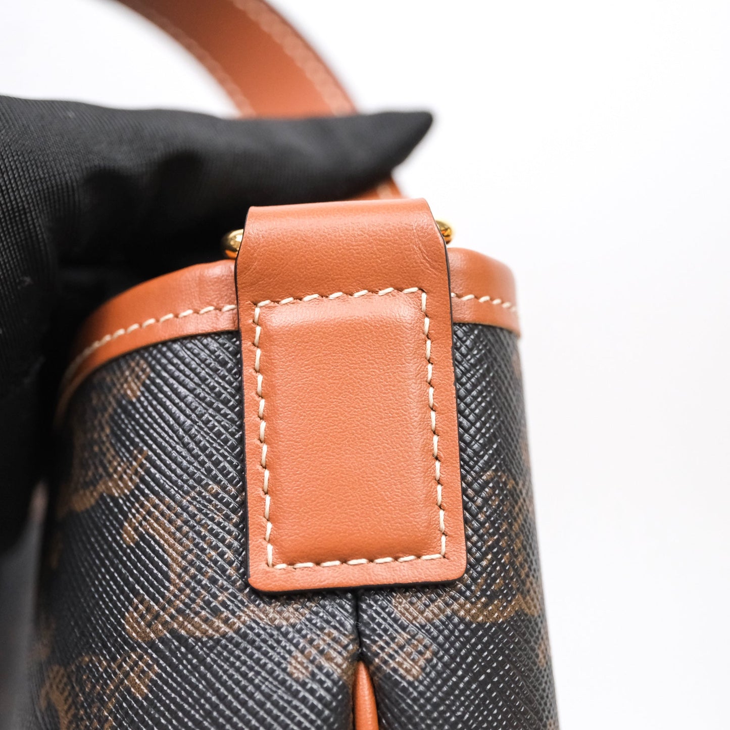 Celine Small Bucket Triomphe Canvas Tan Calfskin