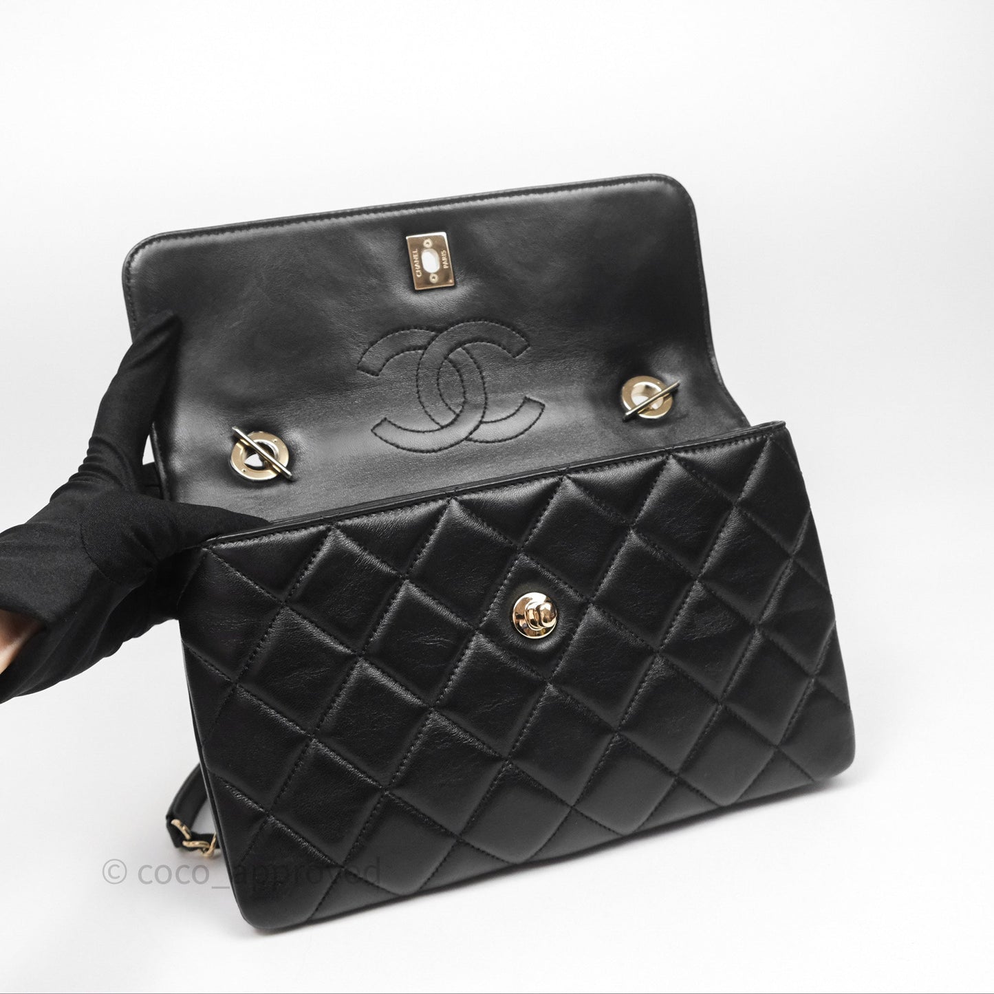 Chanel Medium Trendy CC Flap Bag Lambskin Black Aged Hardware