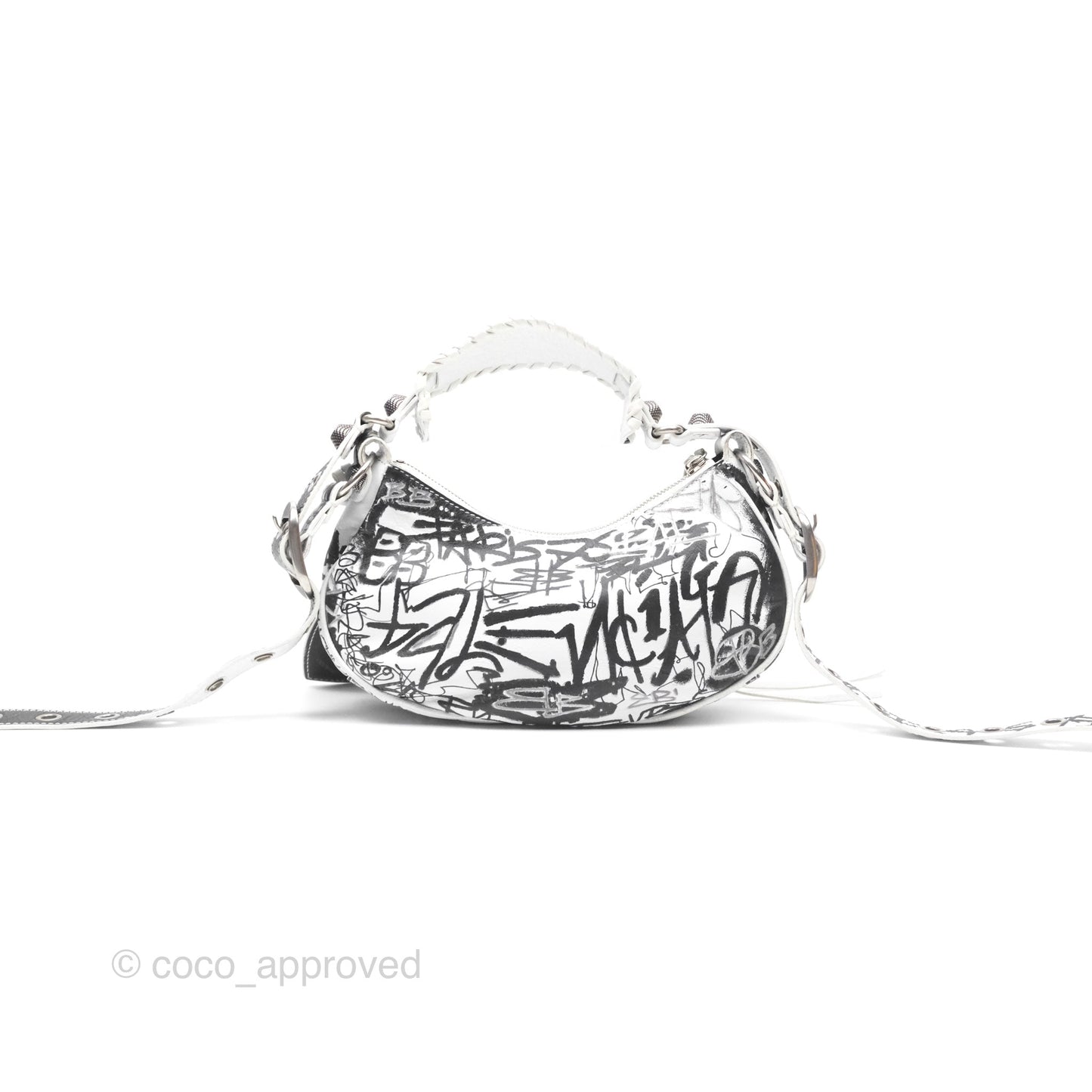 Balenciaga XS Graffiti Le Cagole Shoulder Bag White Black