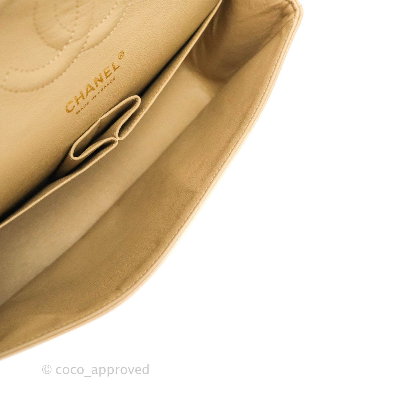 Chanel M/L Medium Double Flap Bag Beige Caviar Gold Hardware