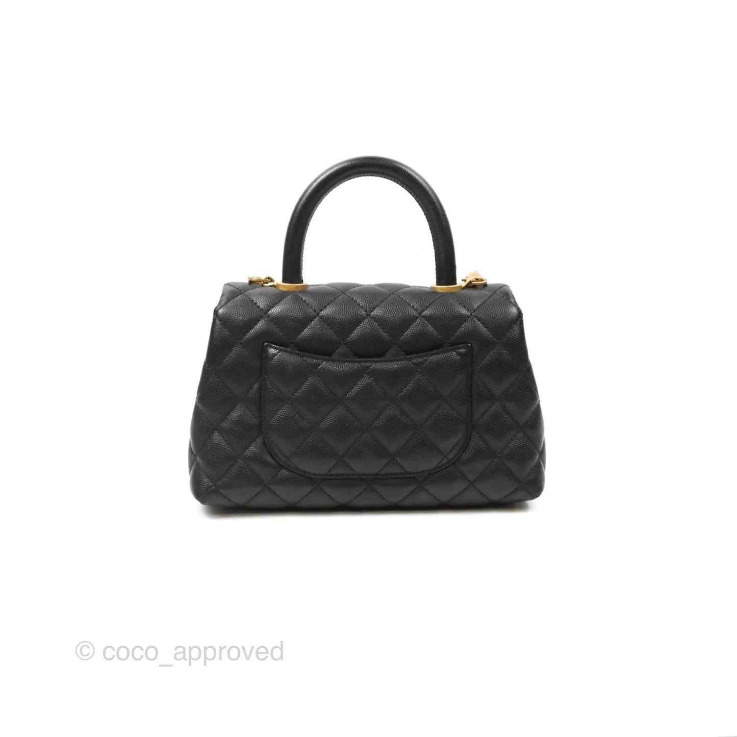Chanel Small Coco Handle Quilted Black Caviar Gold Hardware