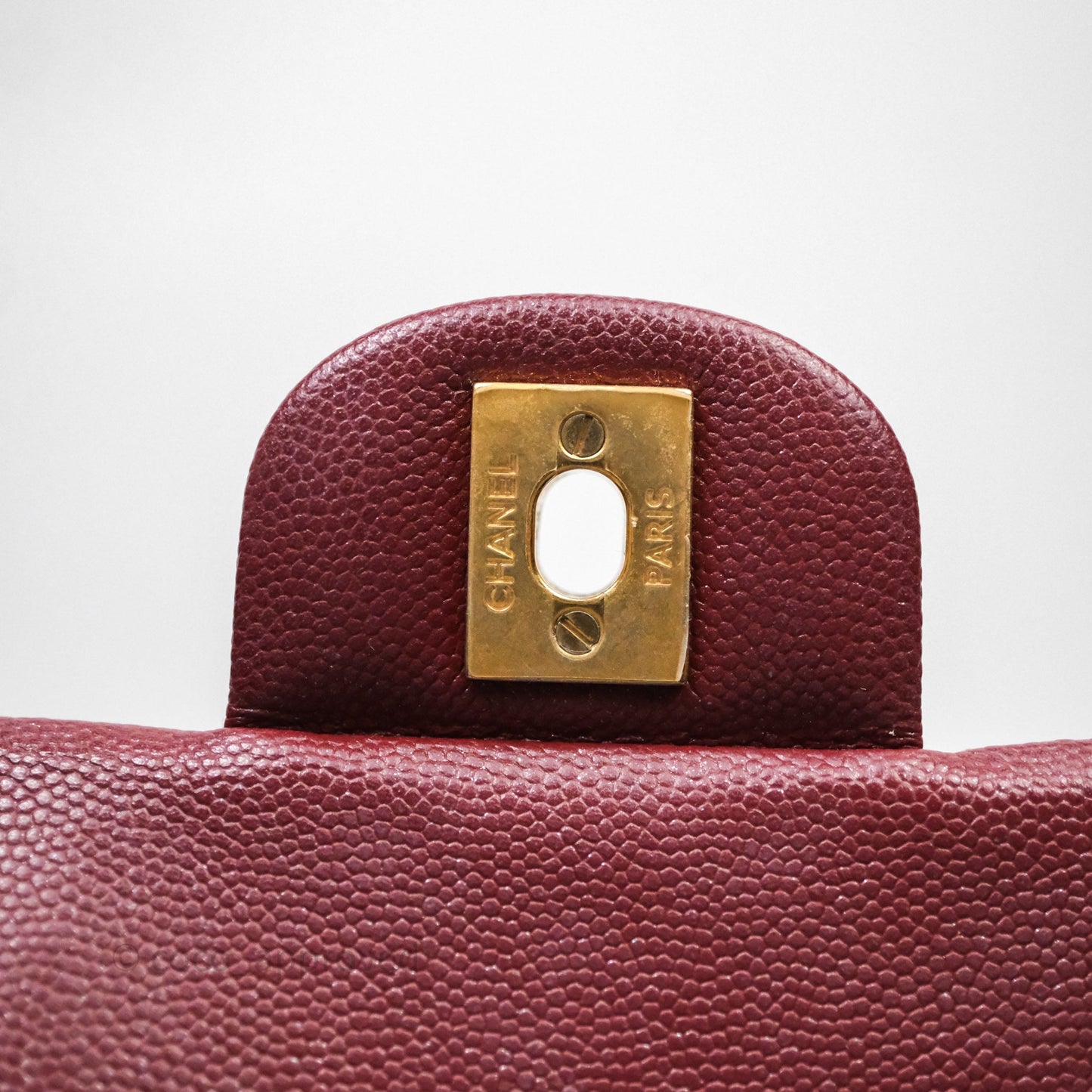 Chanel Classic Quilted Mini Rectangular Flap Burgundy Caviar Aged Gold Hardware