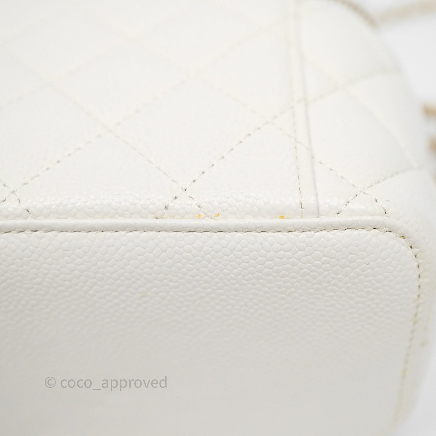 Chanel Logo Top Handle Vanity Rectangular White Caviar Aged Gold Hardware