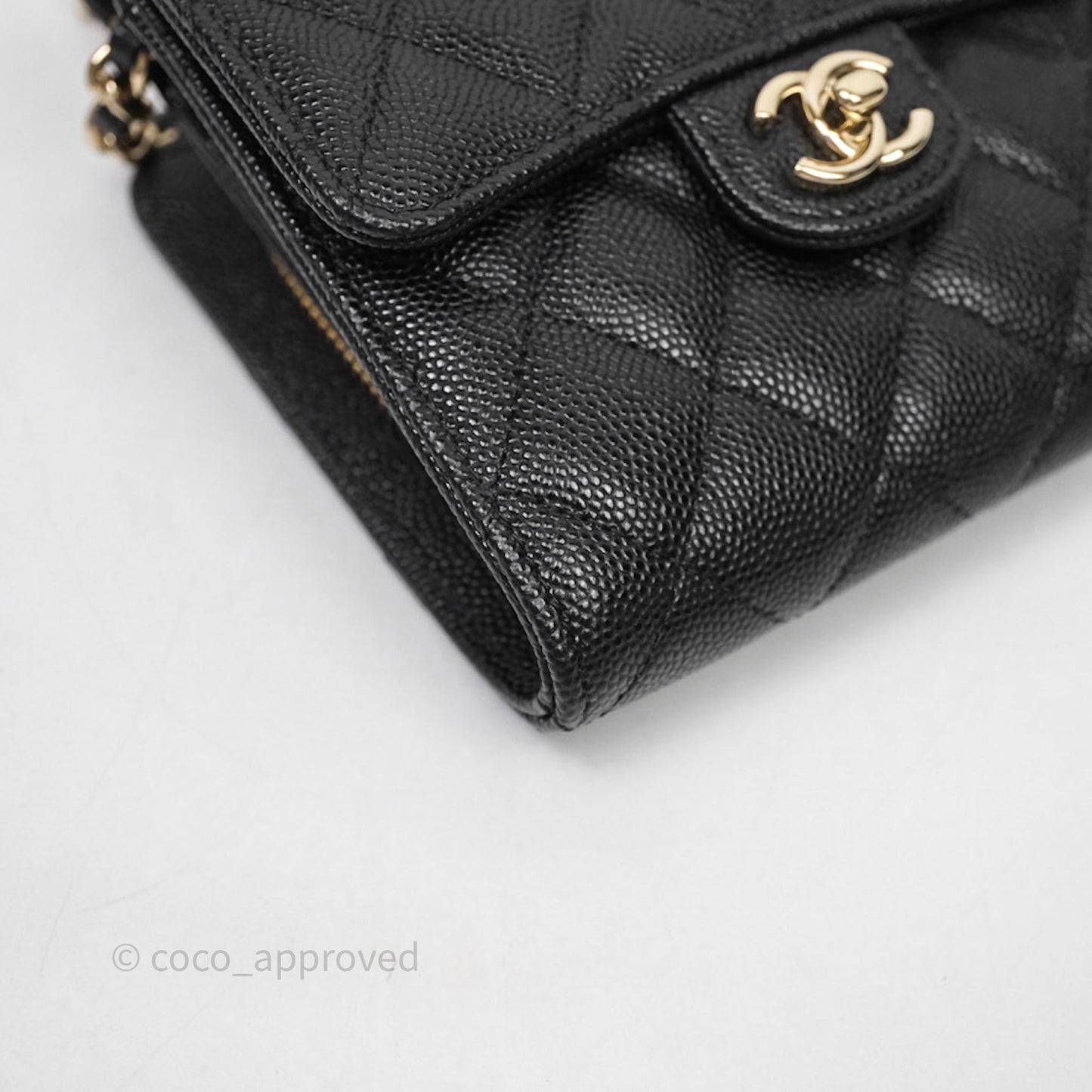 Chanel Quilted Mini Wallet on Chain WOC Black Caviar Gold Hardware