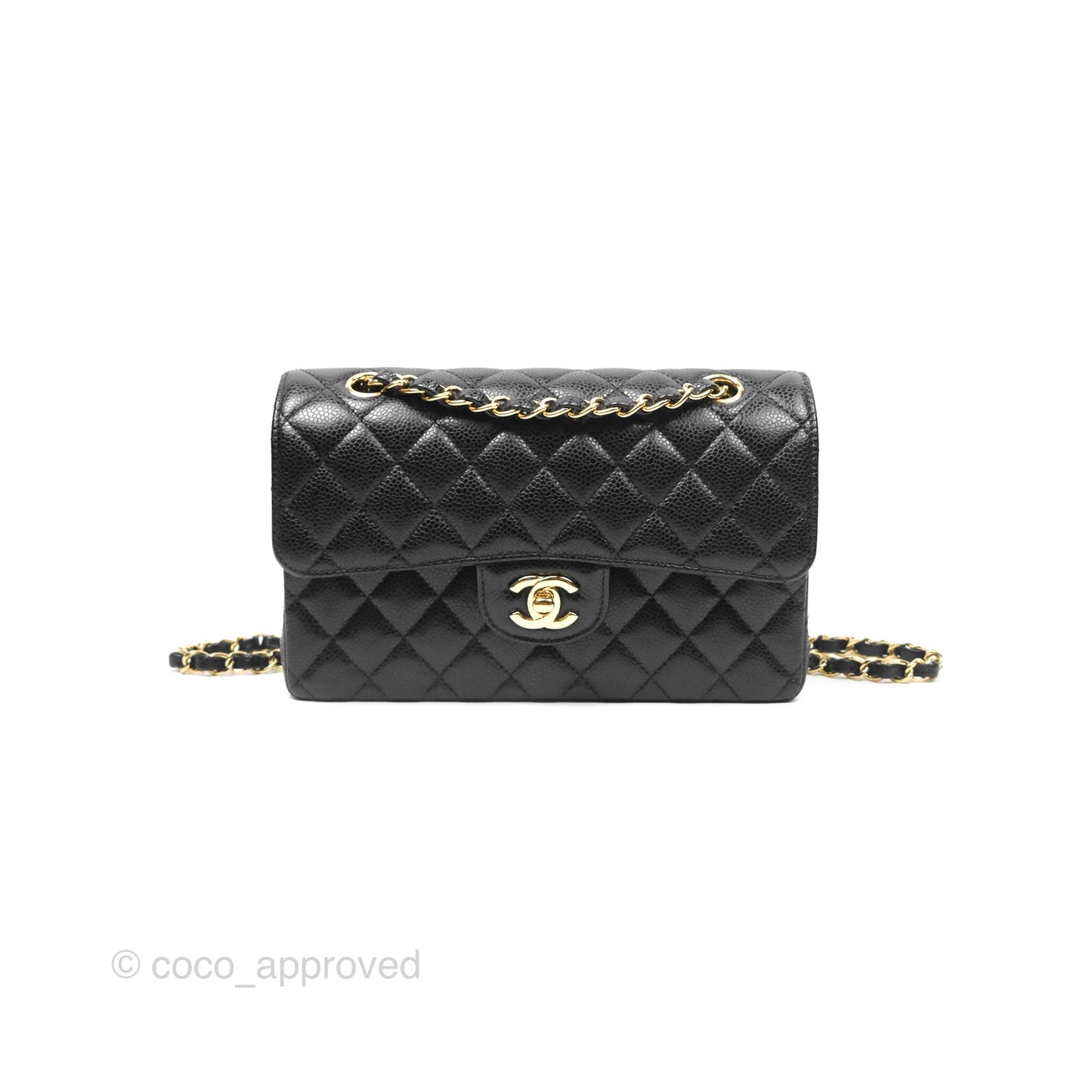 Chanel Small Classic Flap Quilted Black Caviar Gold Hardware