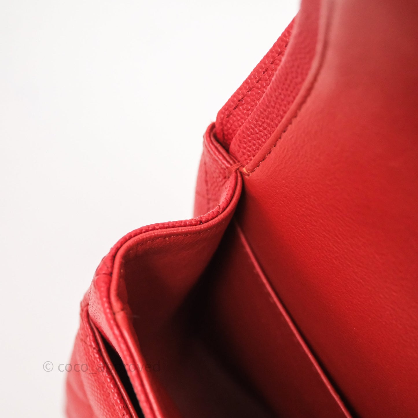 Chanel Classic M/L Medium Flap Quilted Red Caviar Silver Hardware