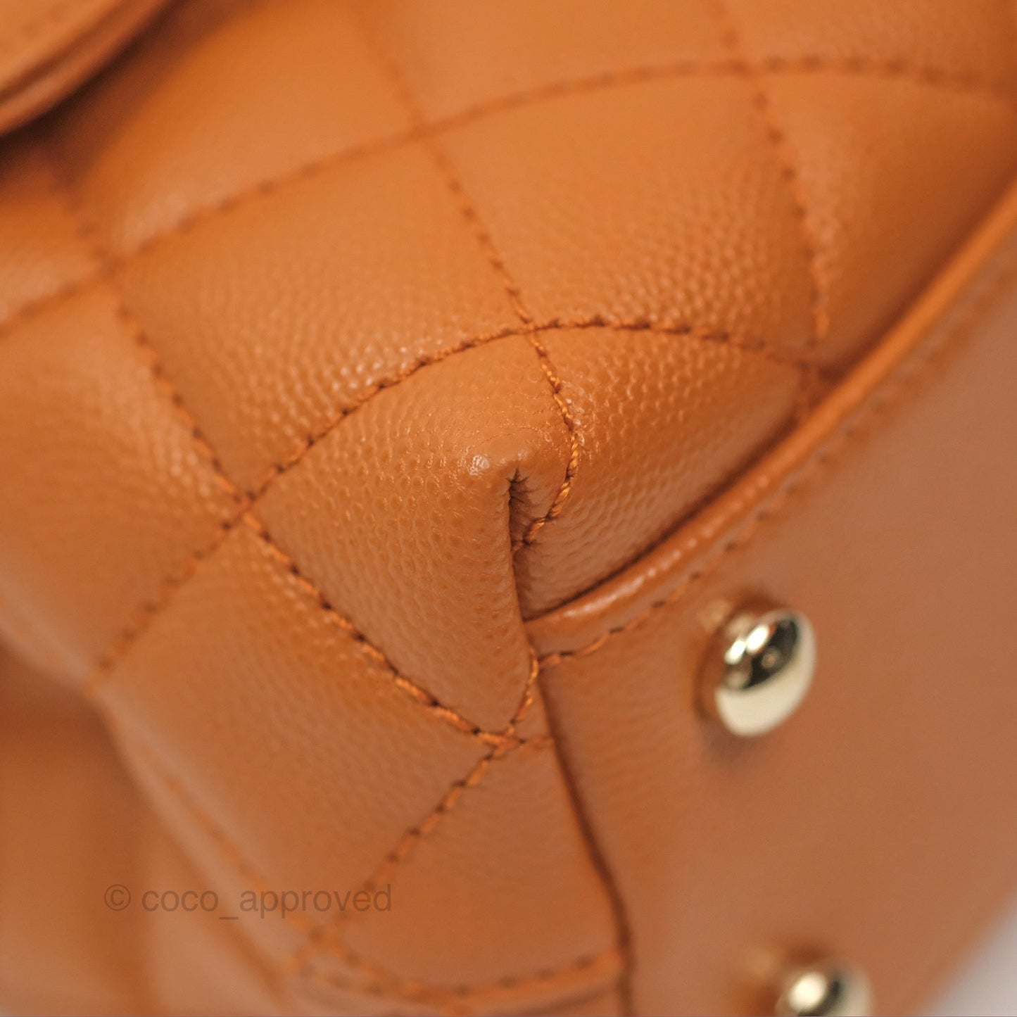 Chanel Small Coco Handle Quilted Caramel Caviar Gold Hardware 21A